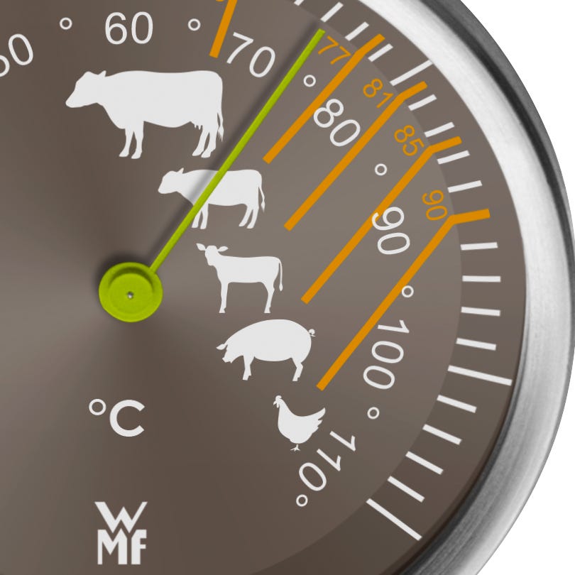 Nærbilde av rist i Stekegryte rustfritt stål 8,5 L med lokk, rist og steketermometer WMF