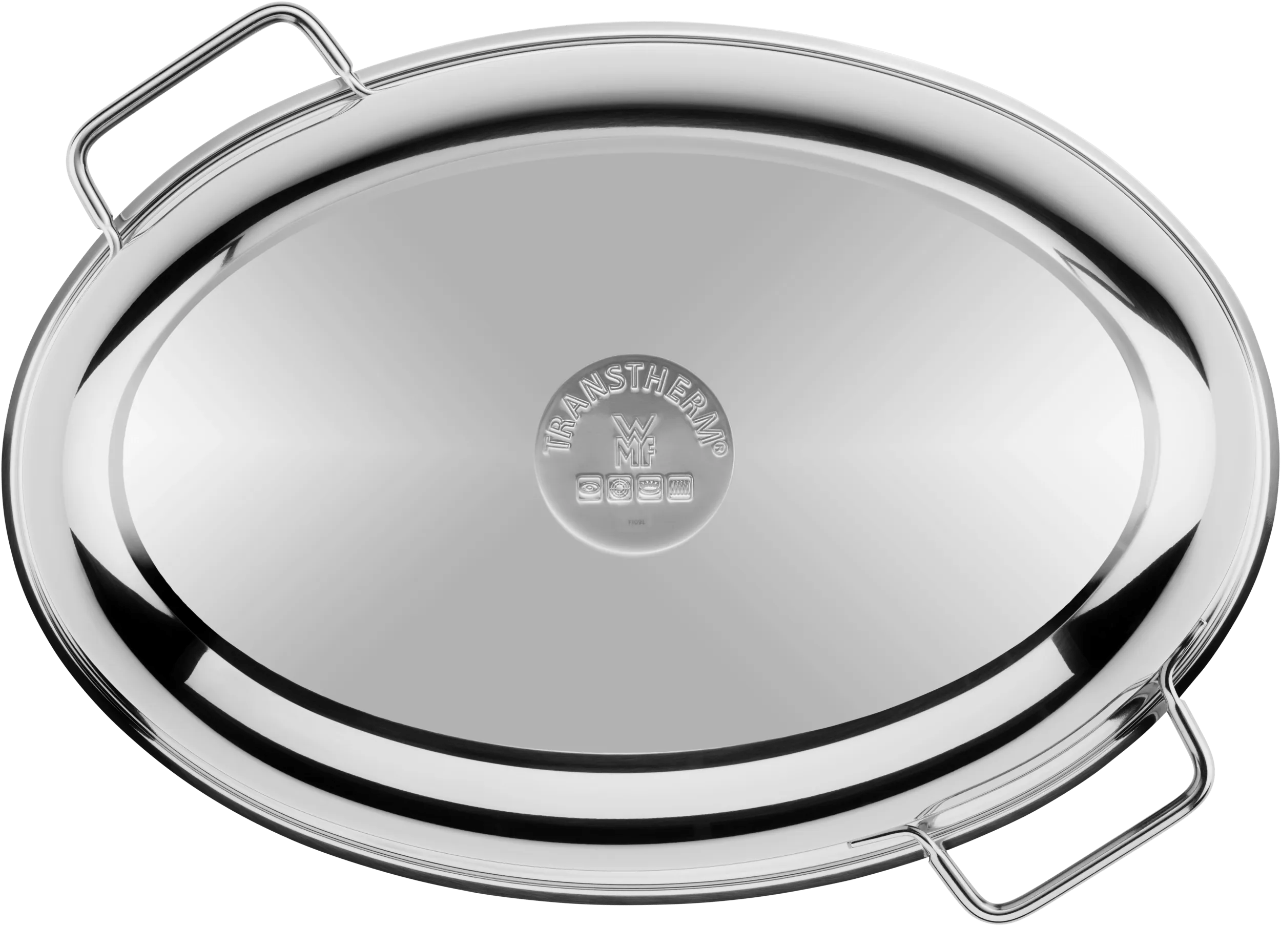 Stekegryte rustfritt stål 8,5 L med metallokk 40,8 cm - WMF montert på komfyr