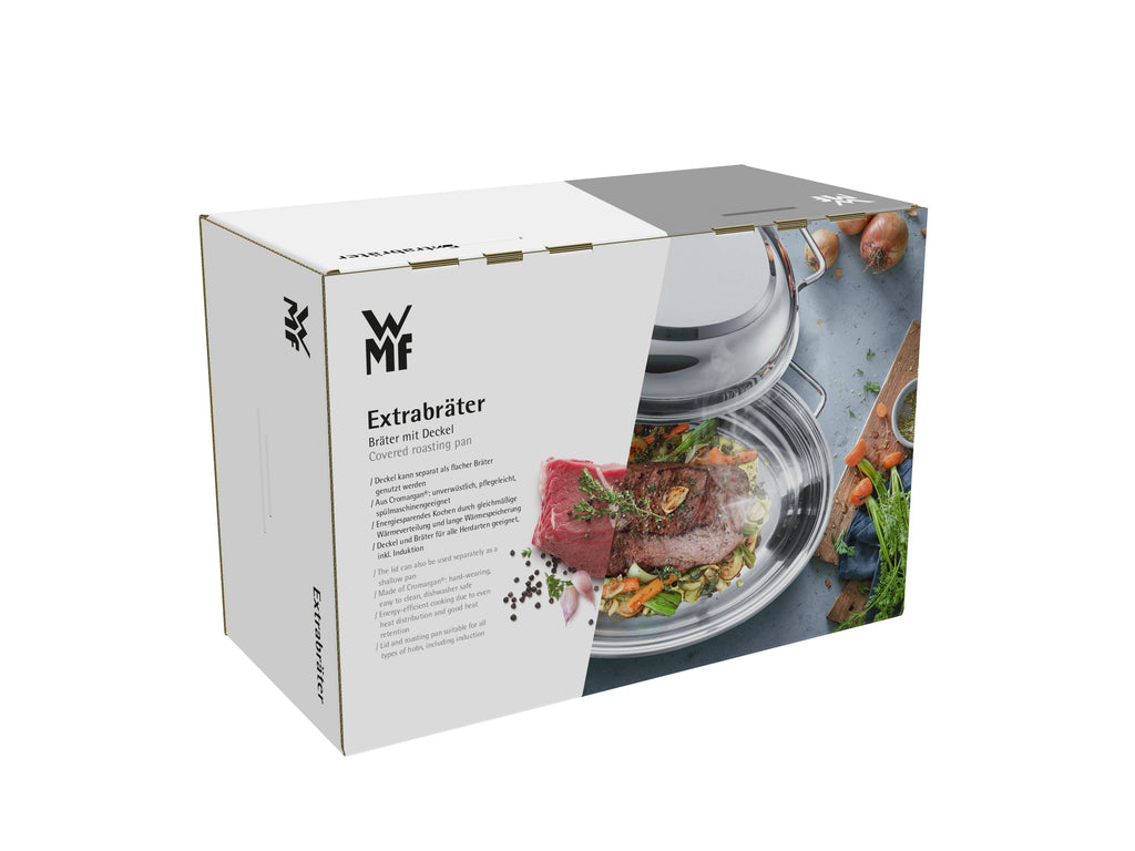 Stekegryte rustfritt stål 8,5 L med metallokk 40,8 cm - WMF detalj av grytebunn