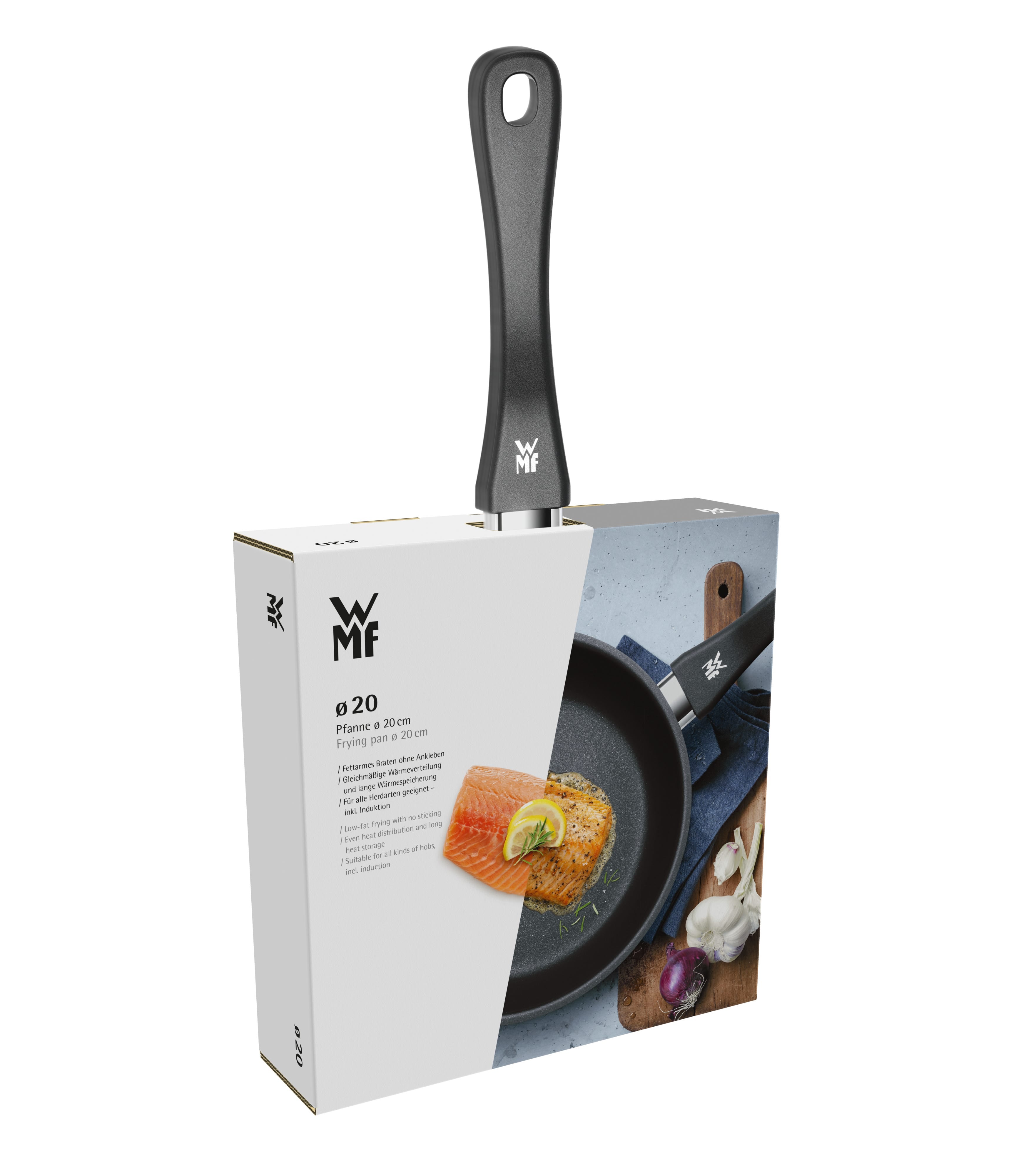 Stekepanne 20 cm non-stick rustfritt stål med mat i