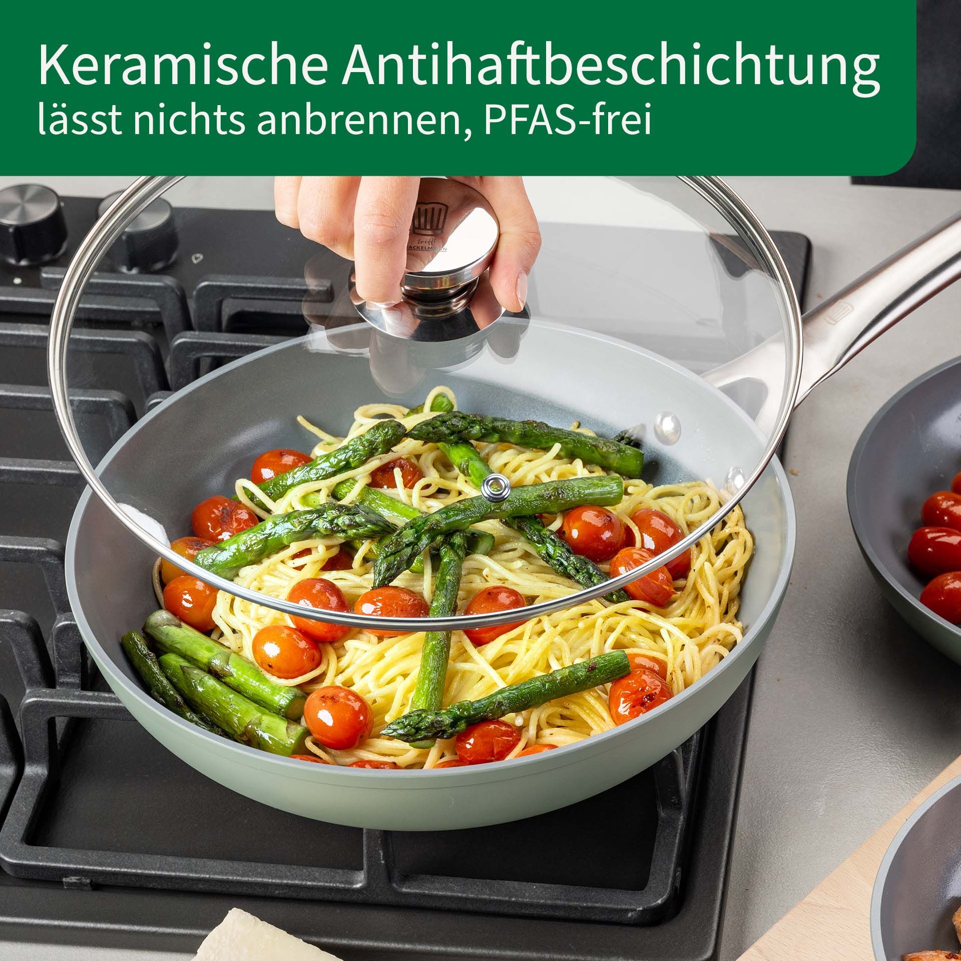 Stekepanne Ø20 cm keramisk non-stick resirkulert aluminium med mat