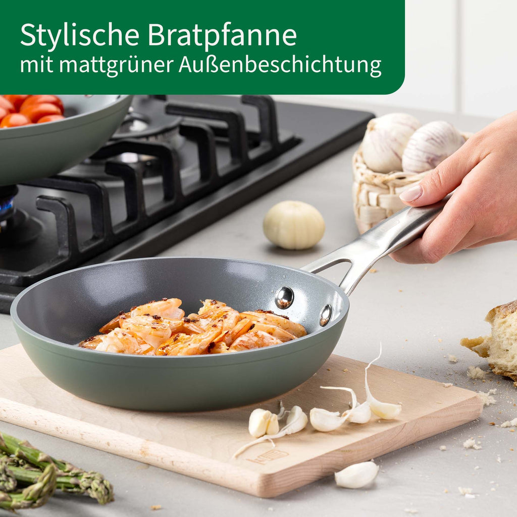 Montert Stekepanne Ø20 cm keramisk non-stick resirkulert aluminium