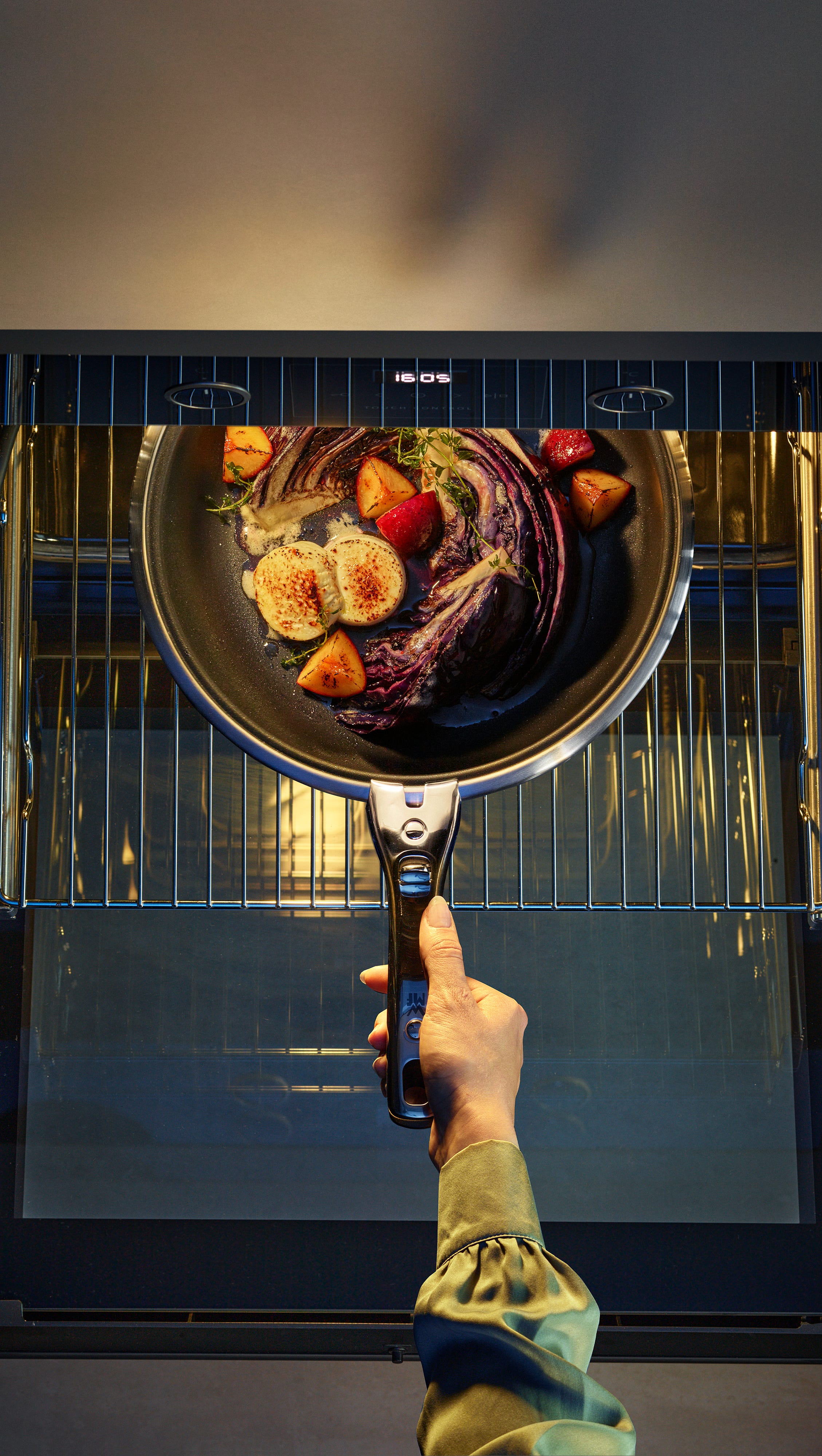 Stekepanne 28 cm non-stick avtakbart håndtak rustfritt stål med lokk