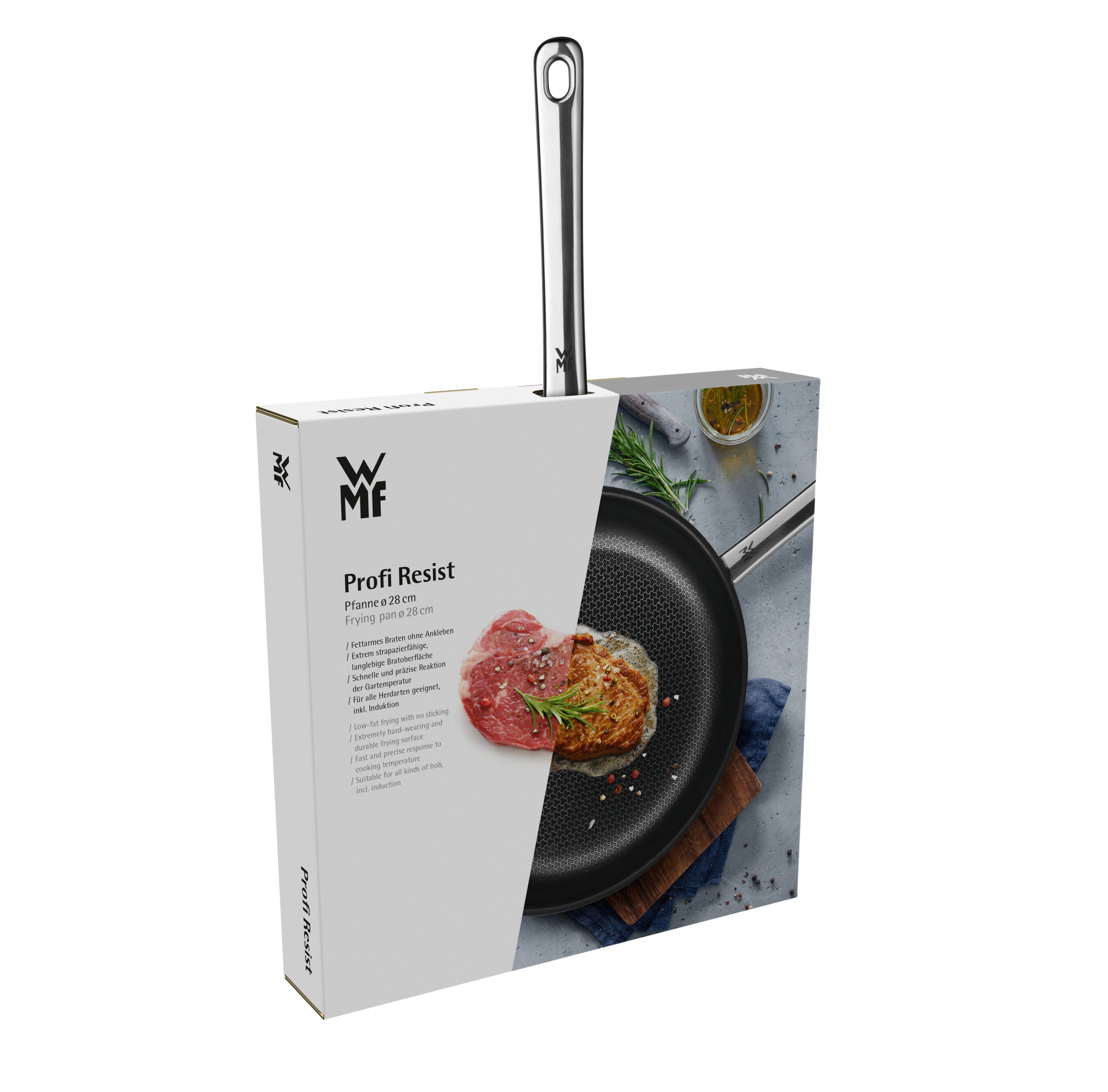 Nærbilde av overflate på Stekepanne 28 cm non-stick rustfritt stål med hellekant - WMF