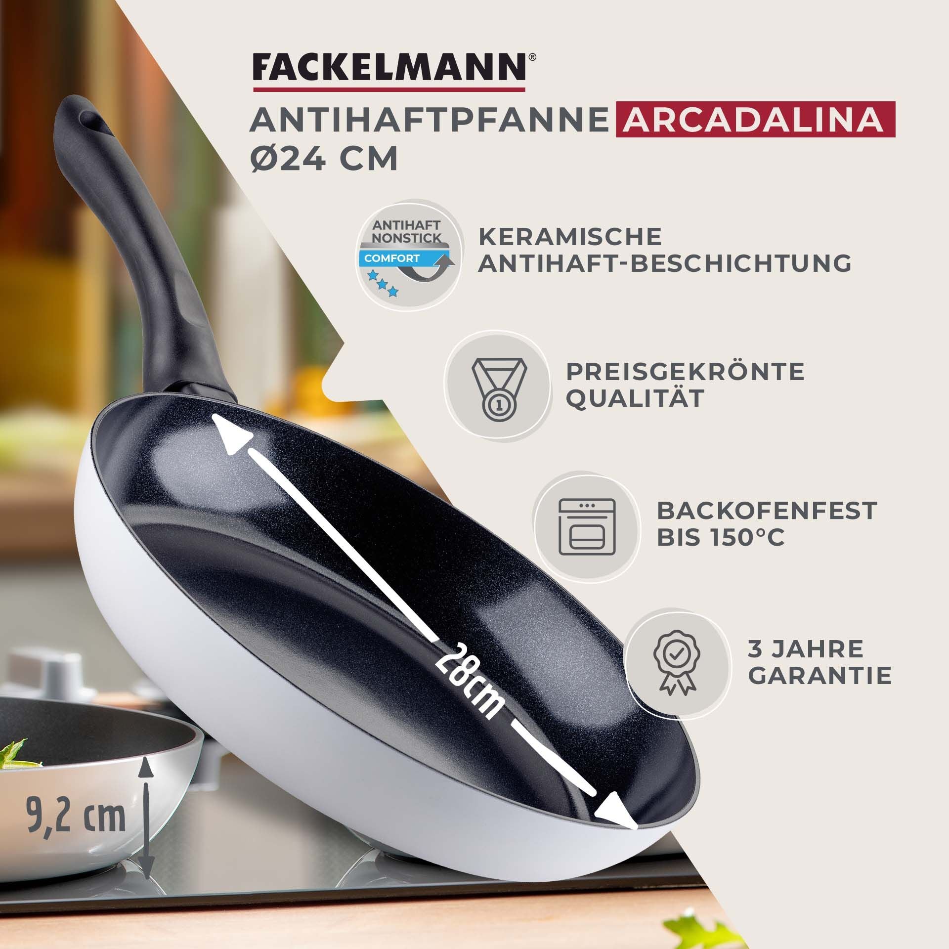 Stekepanne Arcadalina keramikk non-stick Ø28 cm nærbilde av belegg