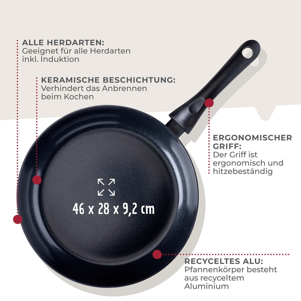 Stekepanne Arcadalina keramikk non-stick Ø28 cm sett fra siden