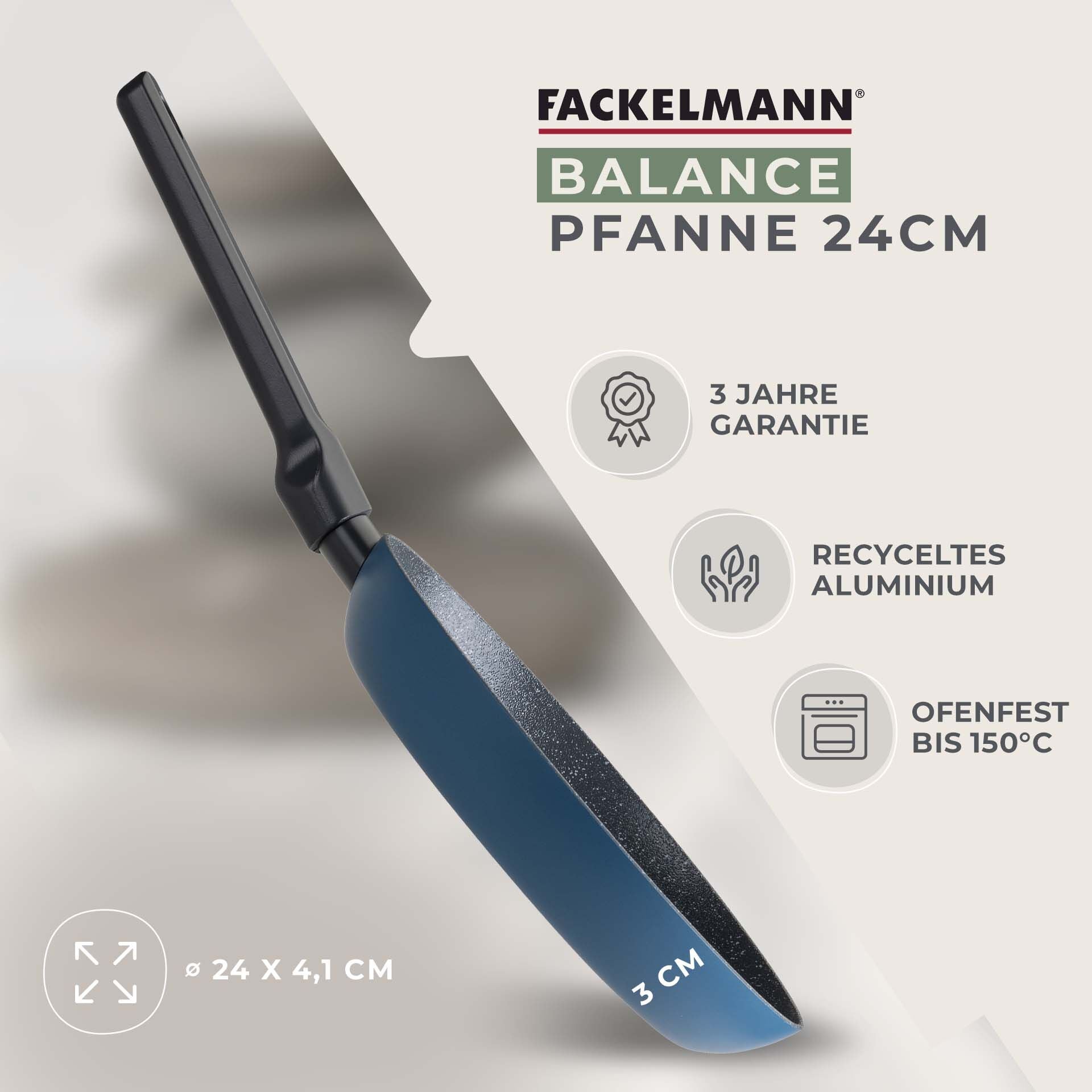Ergonomisk håndtak på Stekepanne Balance keramikk non-stick Ø24 cm
