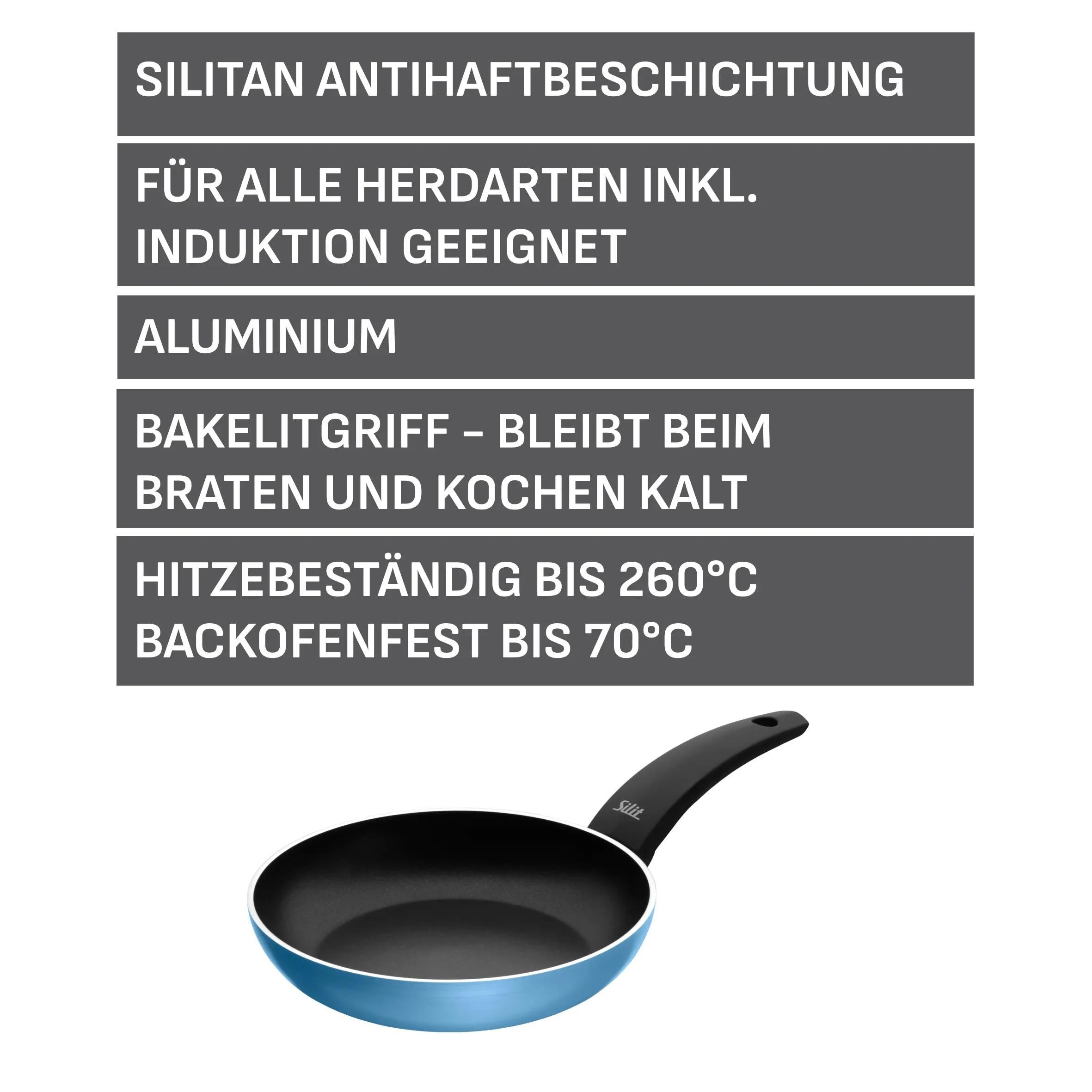 Stekepanne Belluna 20 cm non-stick aluminium blå pakket og klar for salg