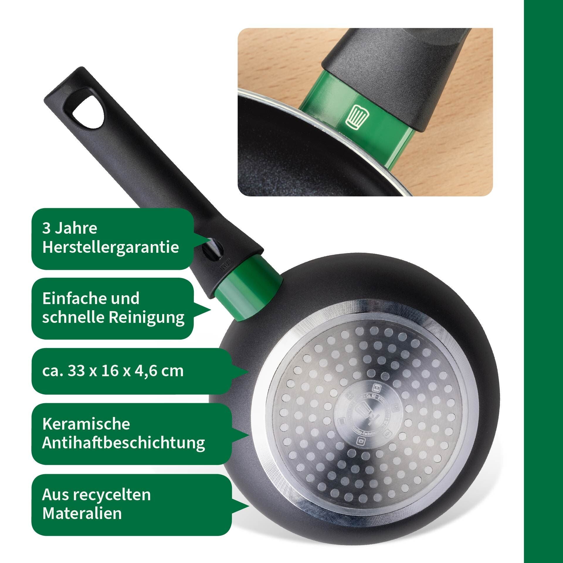 Stekepanne Bielefeld Ø16 cm keramisk non-stick nærbilde av bellegg
