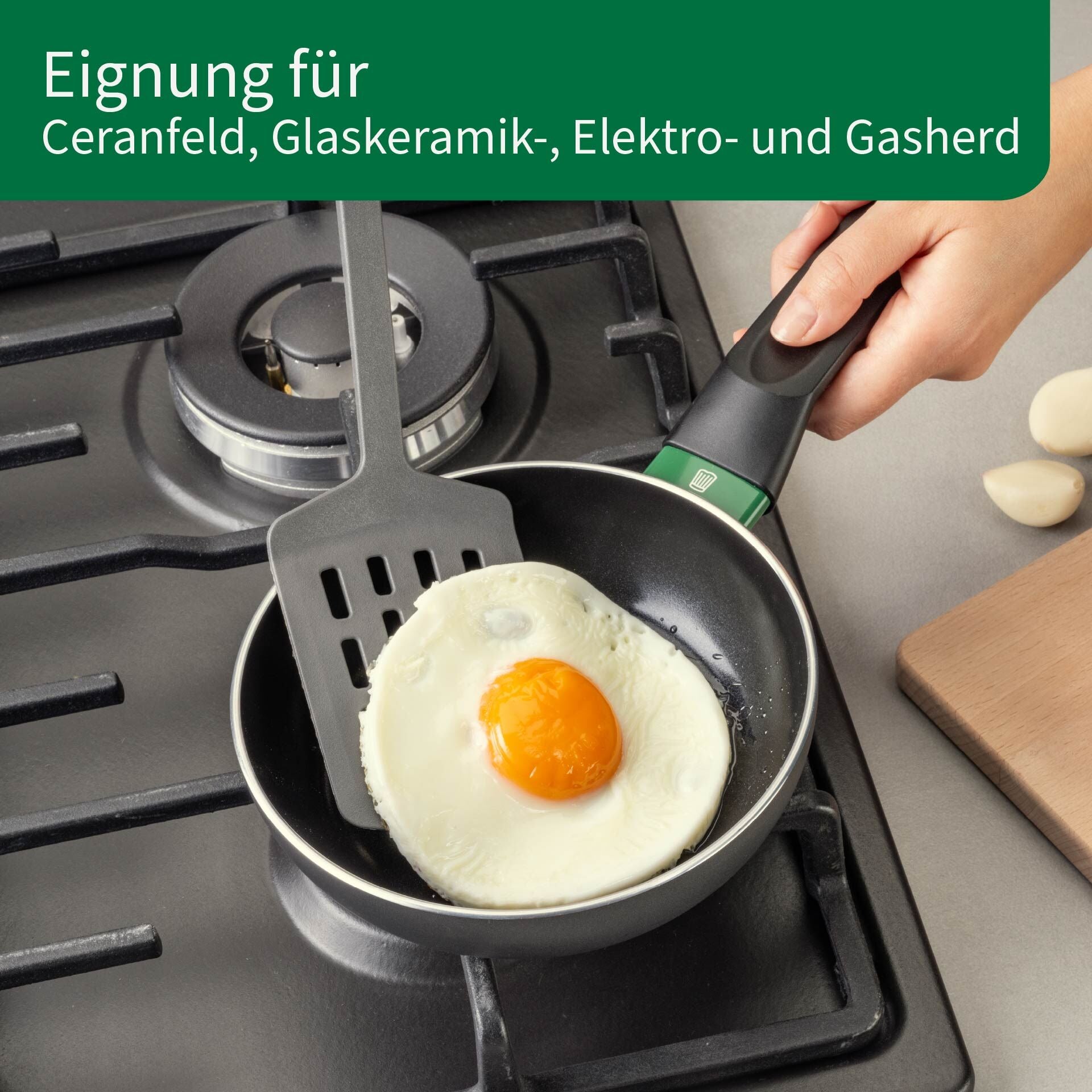 Stekepanne Bielefeld Ø16 cm keramisk non-stick montert på komfyr