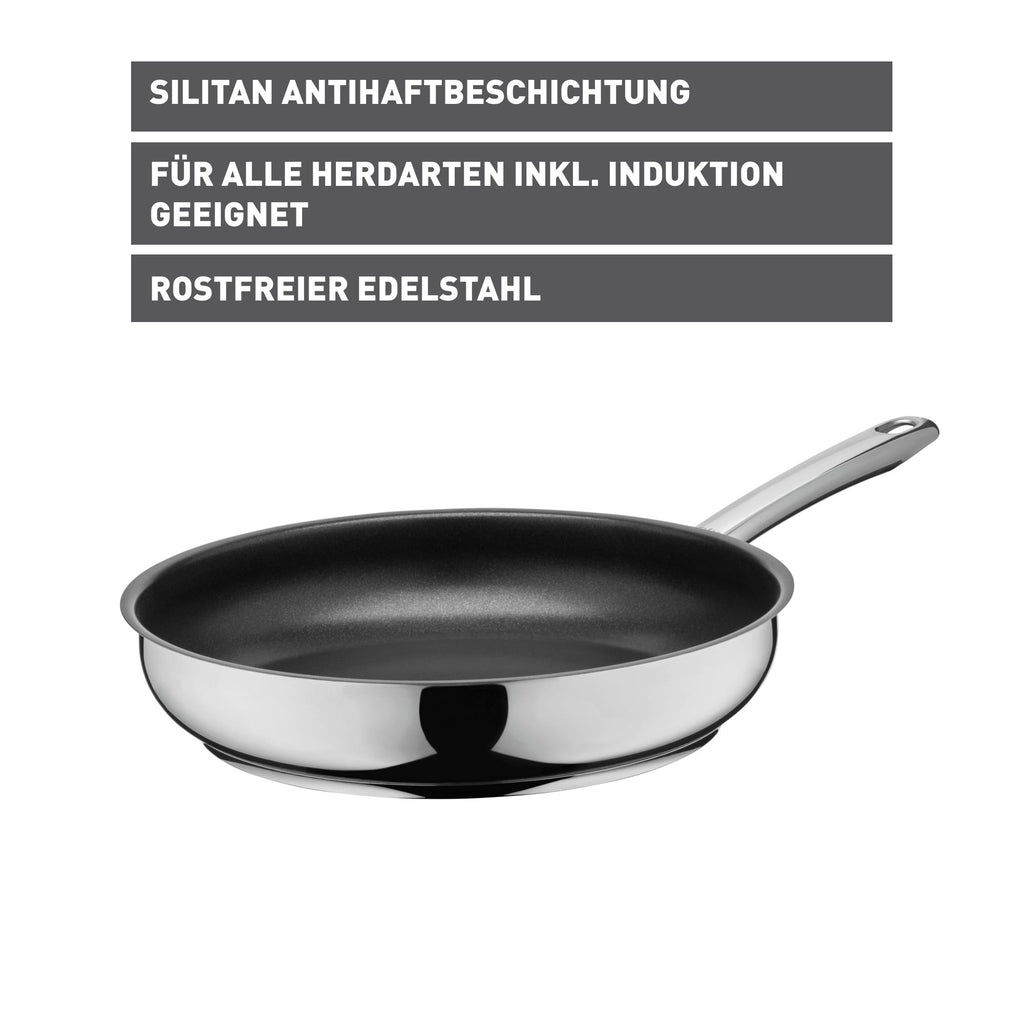 Nærbilde av håndtak på Stekepanne Calabria 28 cm rustfritt stål non-stick