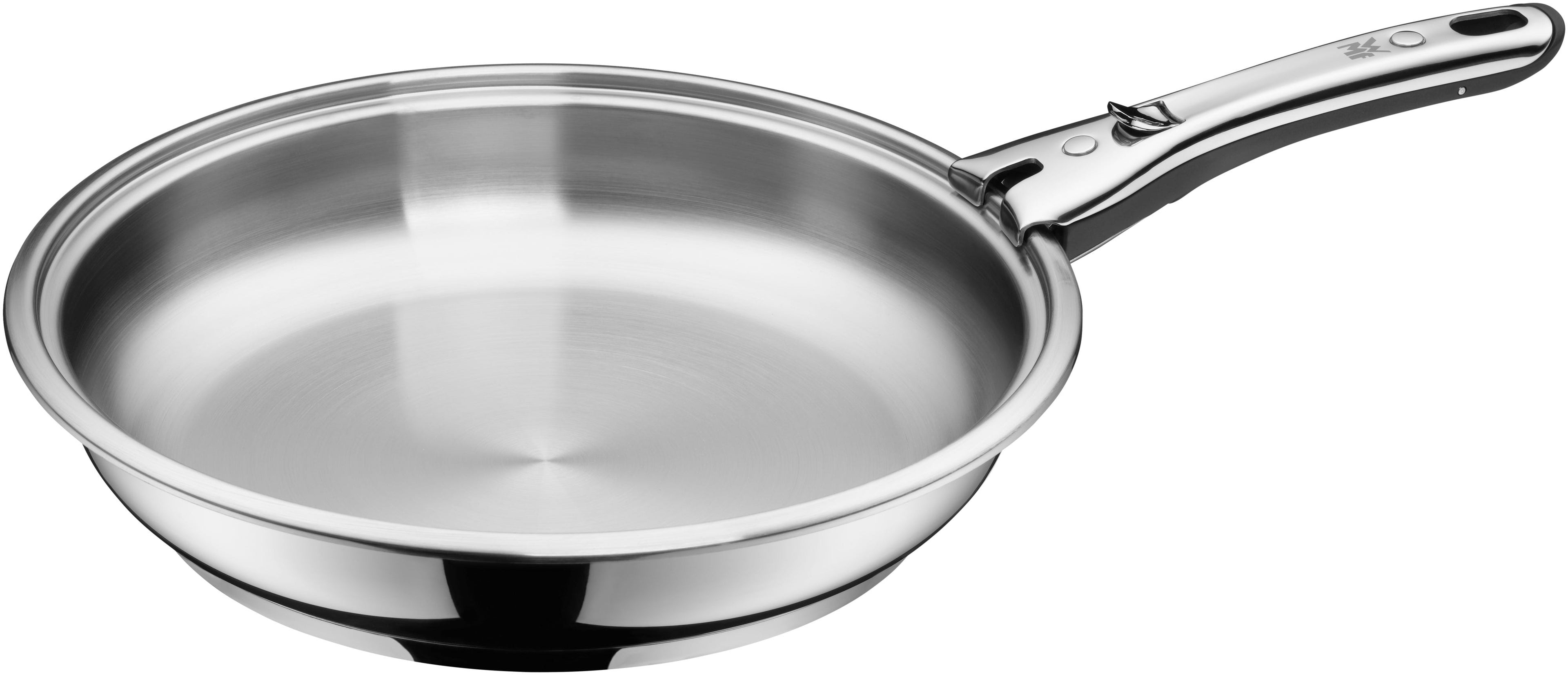 Stekepanne Click&Serve 28 cm rustfritt stål montert på komfyr