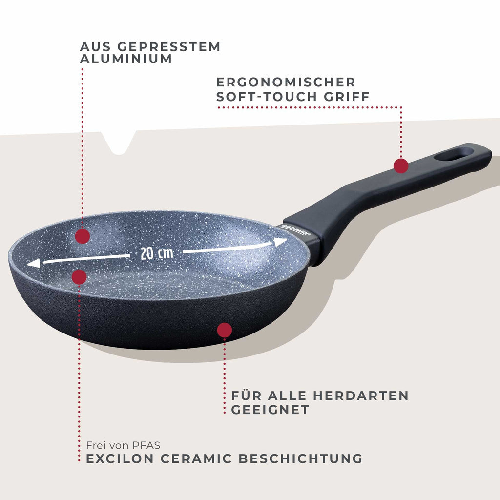 Detalj av silikonhåndtak på Stekepanne Cosmo keramikk non-stick Ø20 cm