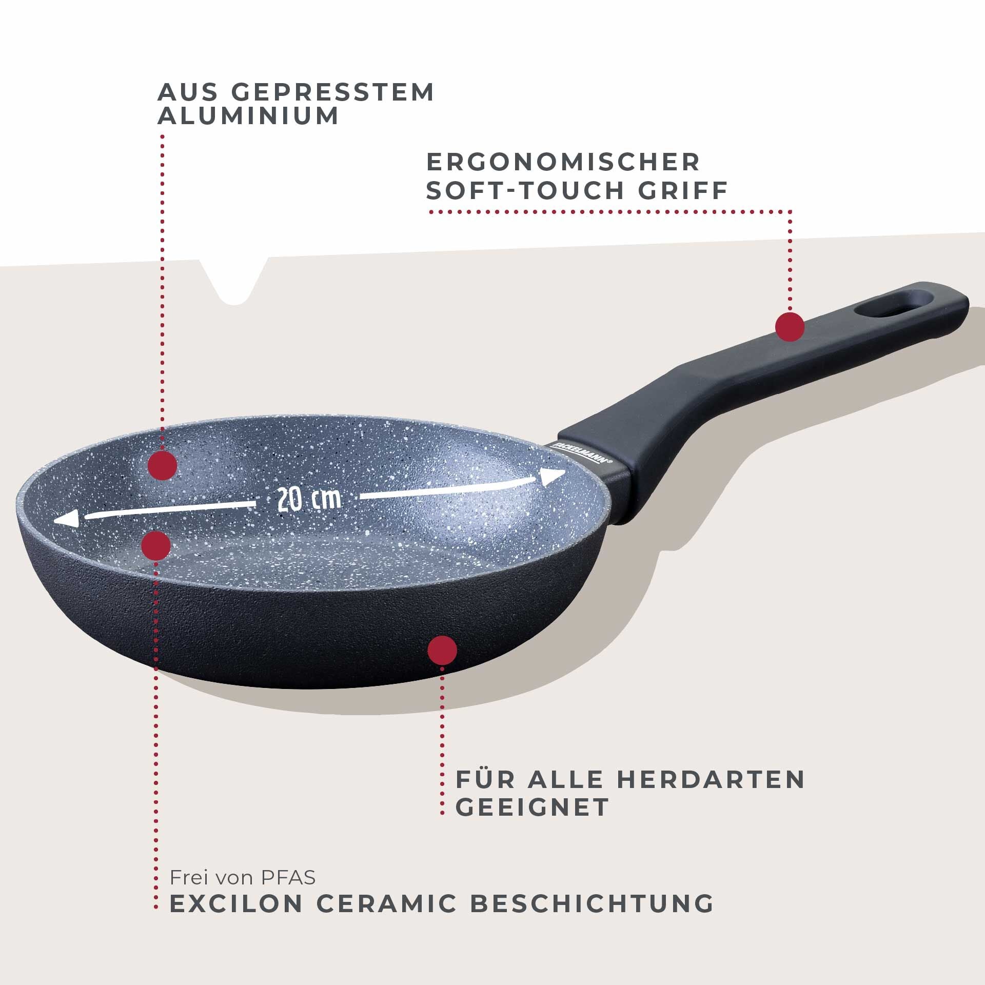 Detalj av silikonhåndtak på Stekepanne Cosmo keramikk non-stick Ø20 cm