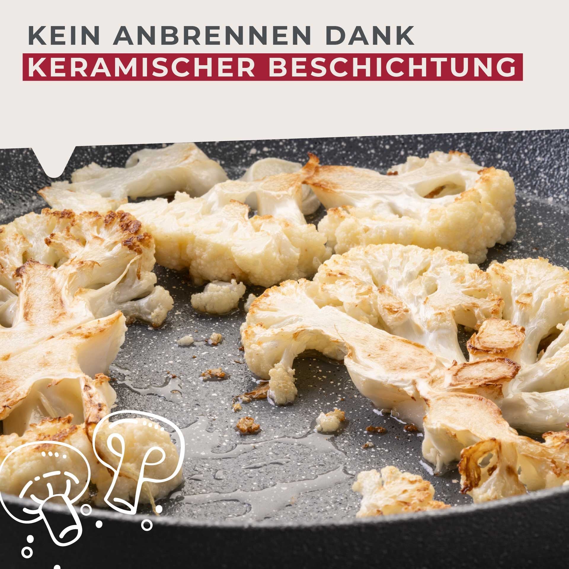 Stekepanne Cosmo keramikk non-stick Ø32 cm montert på komfyr