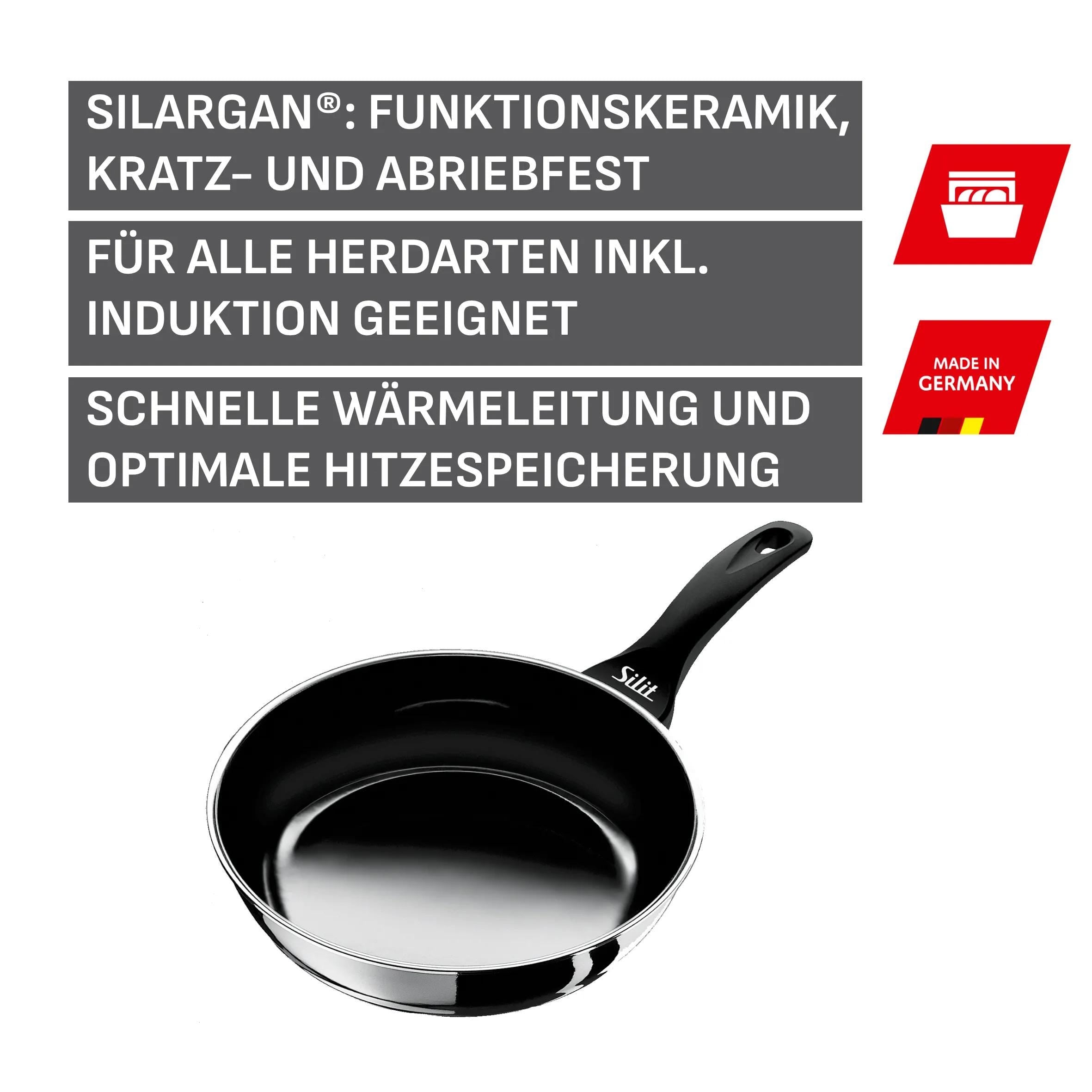 Nærbilde av Silargan-overflaten på Stekepanne dyp Silargan® 20 cm 1,3 L induksjon svart - Silit