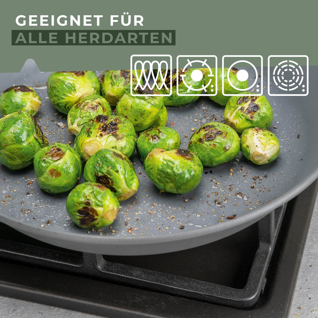 Stekepanne Ecolution Ø28 cm resirkulert aluminium non-stick med mat