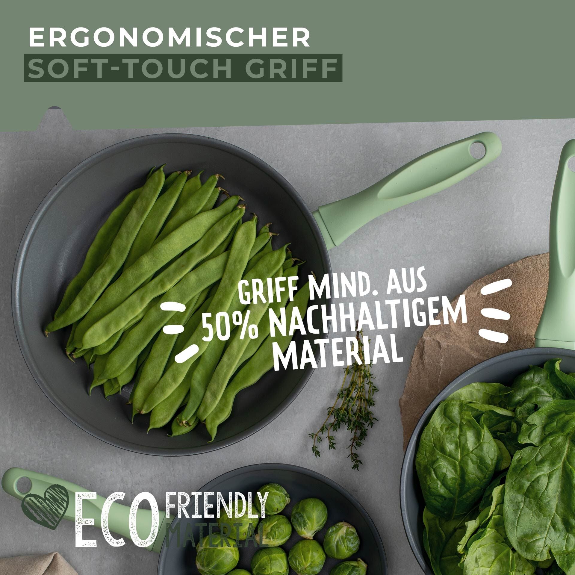 Stekepanne Ecolution Ø28 cm resirkulert aluminium non-stick med plantebasert håndtak