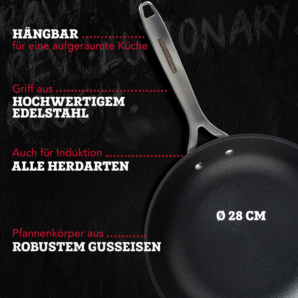 Detalj av non-stick belegg på Stekepanne Force Ø28 cm støpejern non-stick - FMprofessional