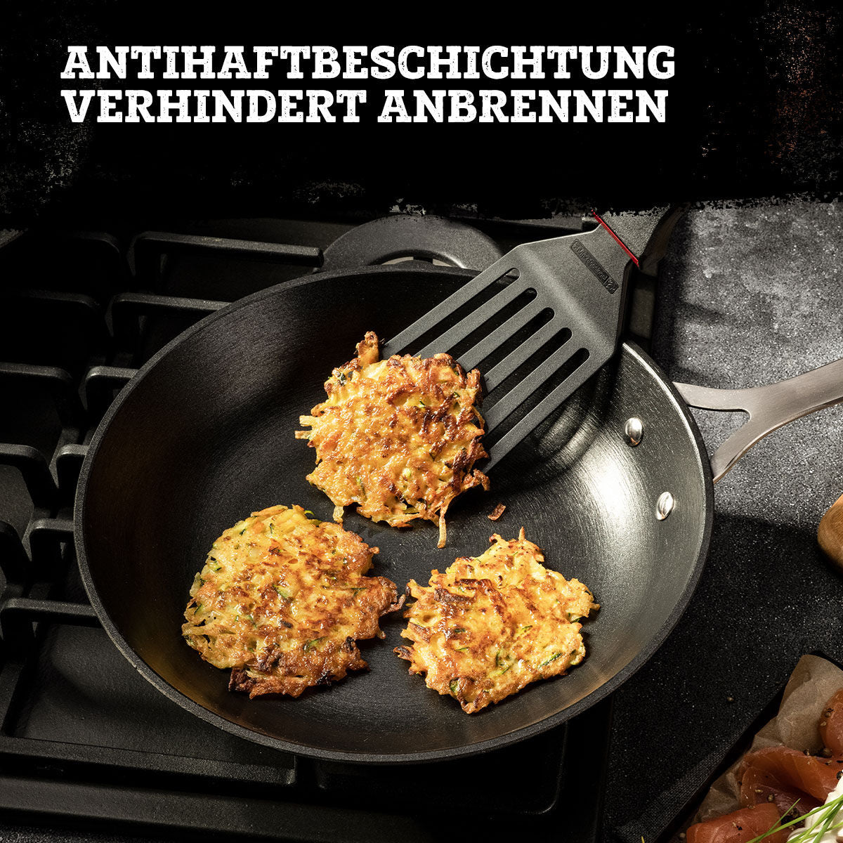 Nærbilde av håndtak på Stekepanne Force Ø28 cm støpejern non-stick - FMprofessional