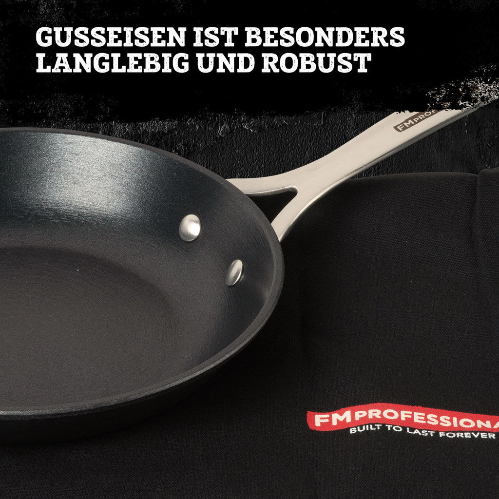 Stekepanne Force støpejern Ø24 cm non-stick FMprofessional sideprofil
