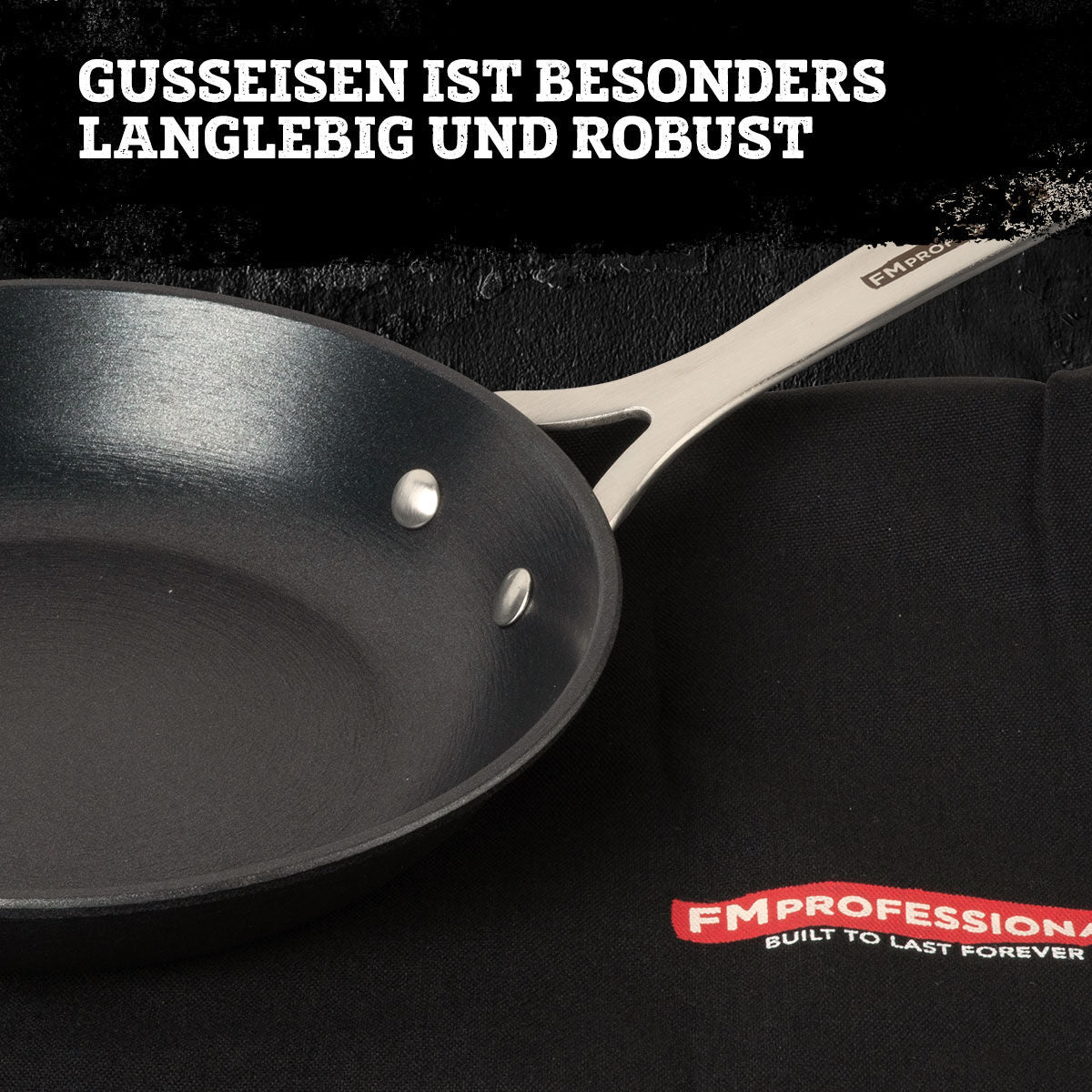 Stekepanne Force støpejern Ø24 cm non-stick FMprofessional sideprofil