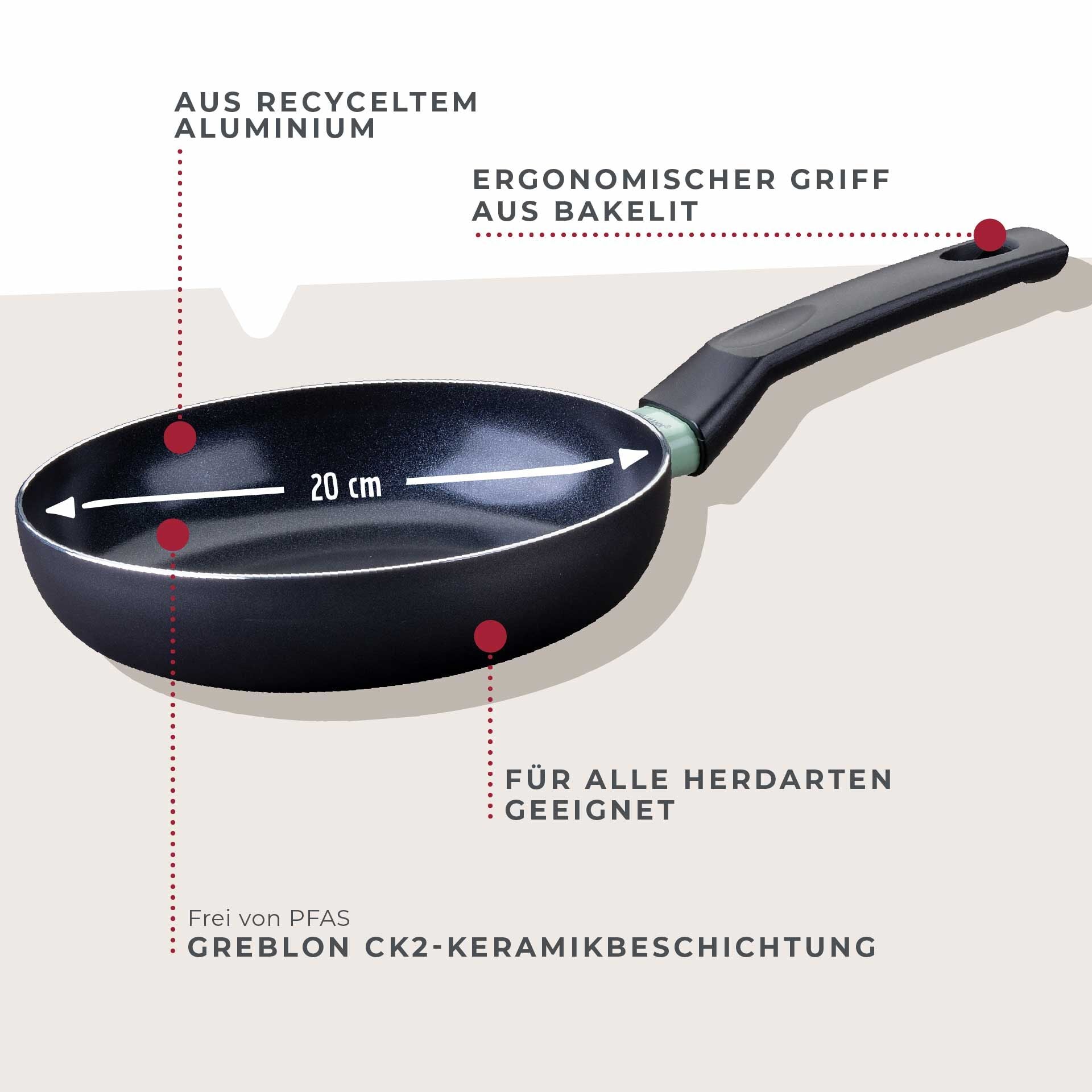 Stekepanne keramikk non-stick Ø20 cm Brandao håndtak detalj