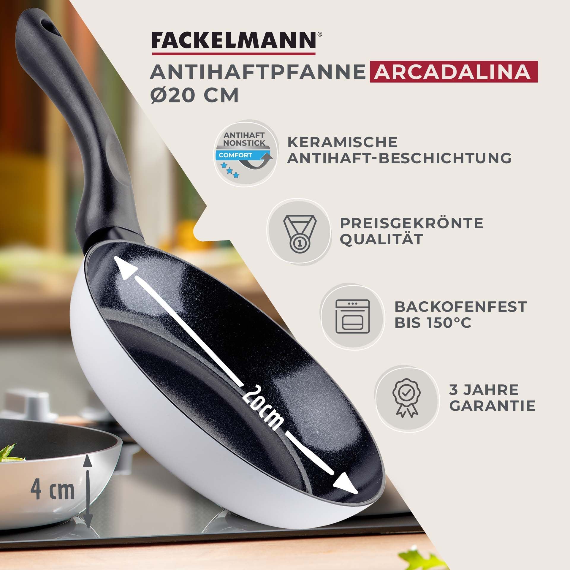 Stekepanne keramikk non-stick Ø20 cm Arcadalina detalj keramisk belegg