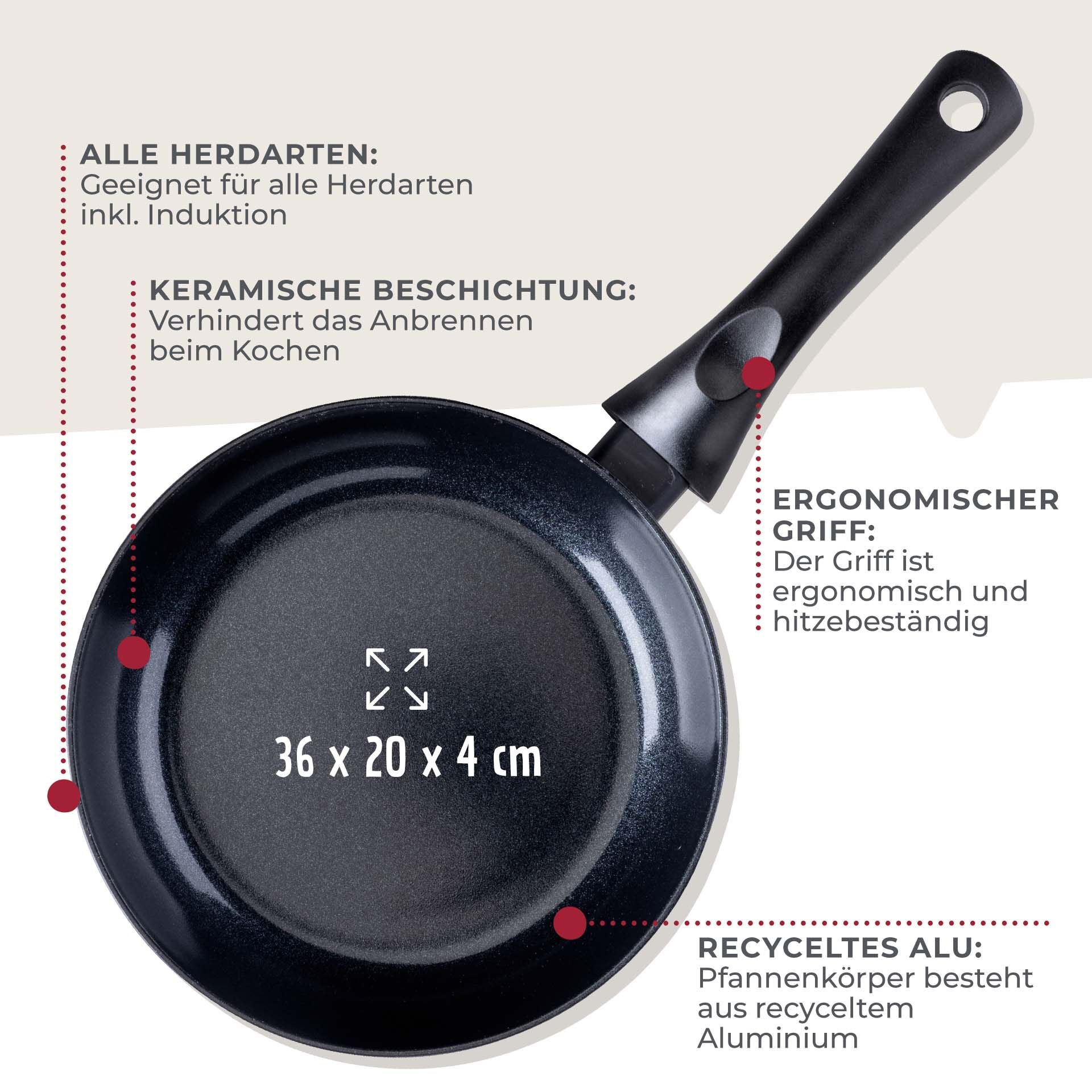 Stekepanne keramikk non-stick Ø20 cm Arcadalina montert på komfyr