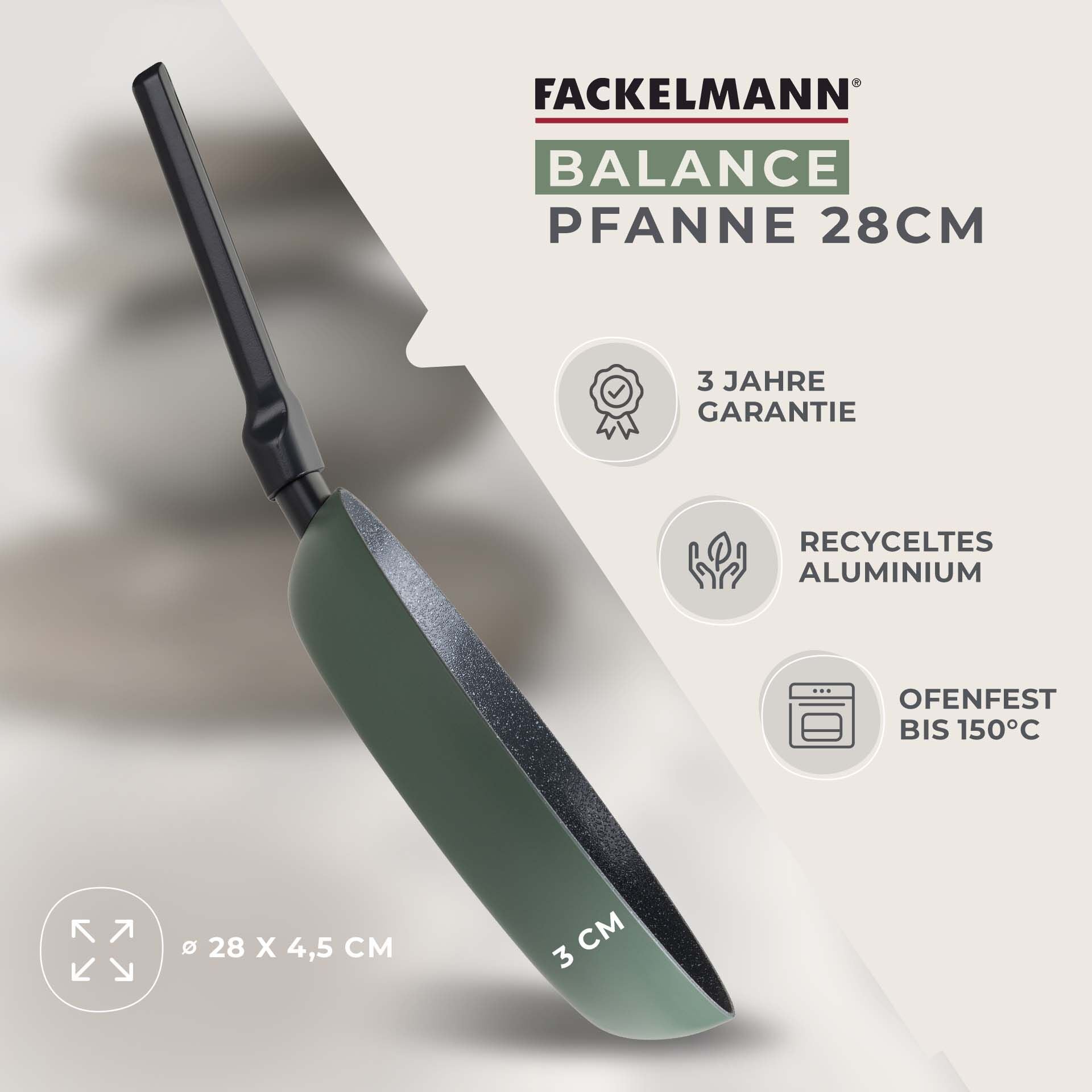 Stekepanne keramikk non-stick Ø28 cm Balance - Fackelmann montert på komfyr