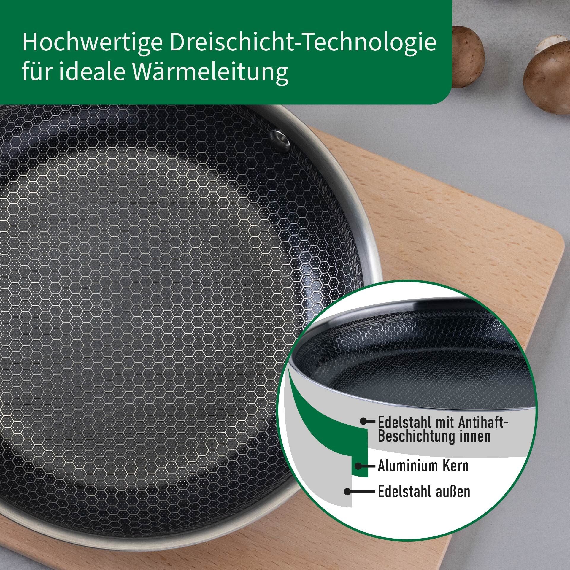 Underside av Stekepanne Kiel rustfritt stål non-stick vabemønster Ø24 cm