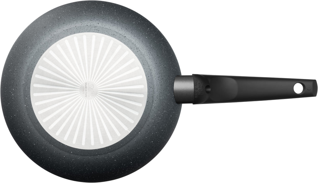 Nærbilde av Soft-Touch bakelittgrep på Stekepanne Montano 24 cm aluminium