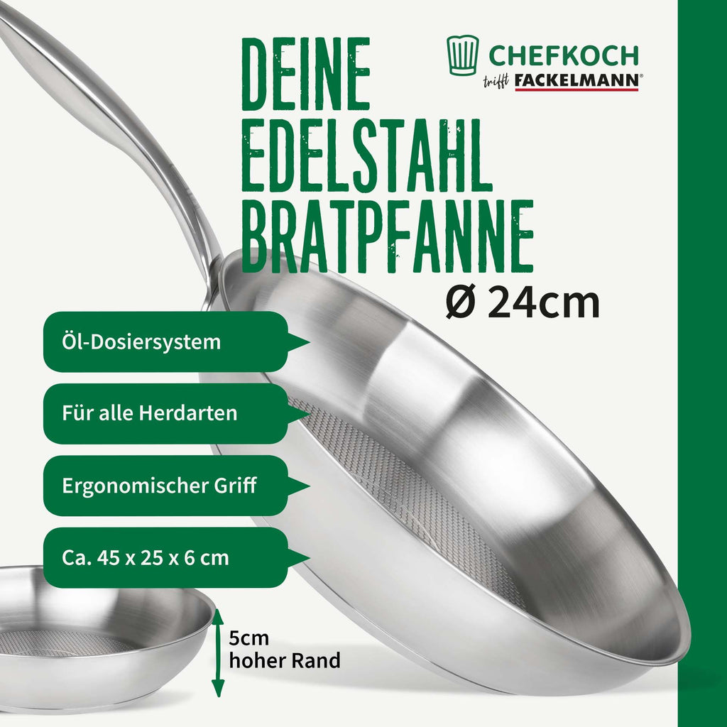 Stekepanne München Ø24 cm rustfritt stål 18/10 - bakside