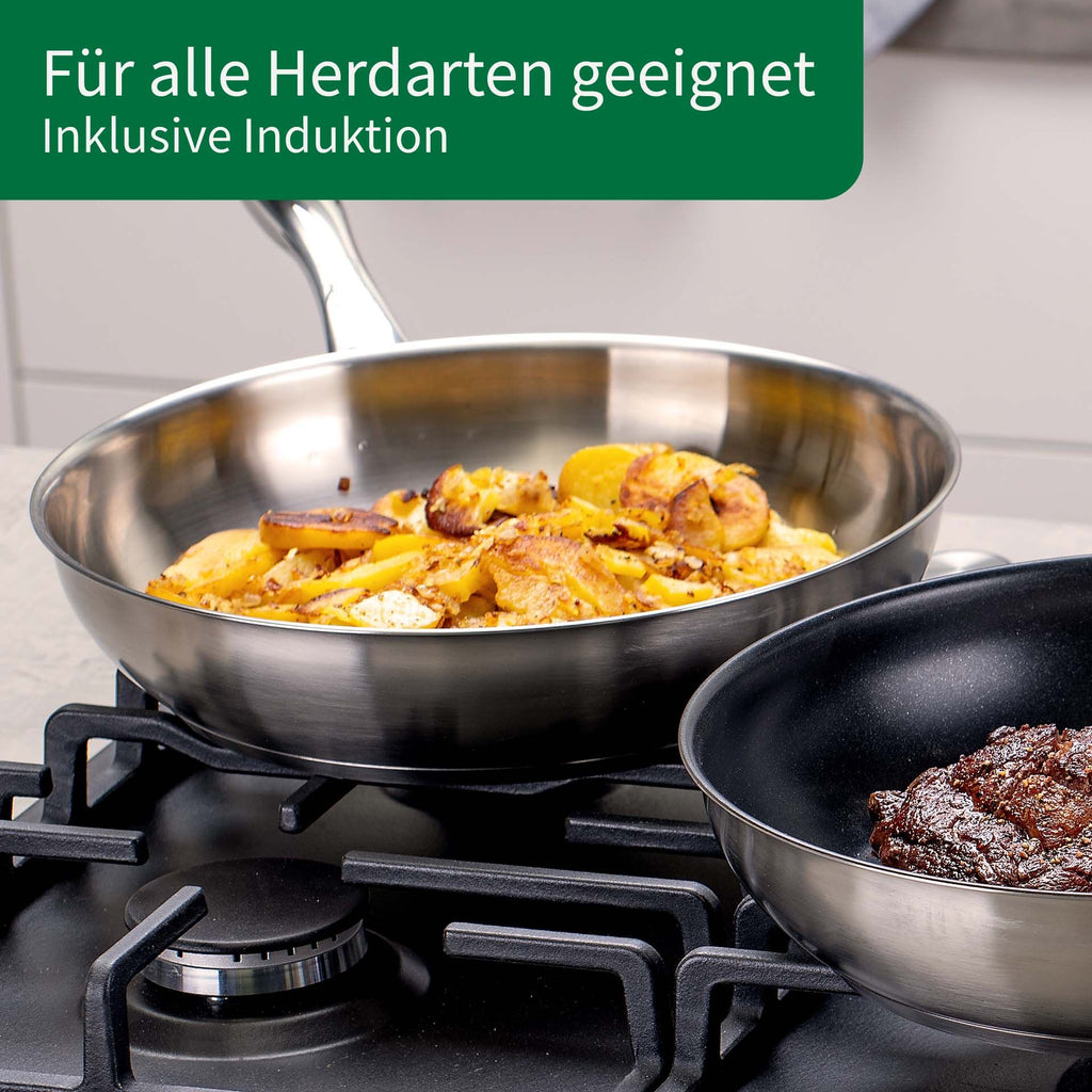 Stekepanne München Ø24 cm rustfritt stål 18/10 - håndtak nærbilde