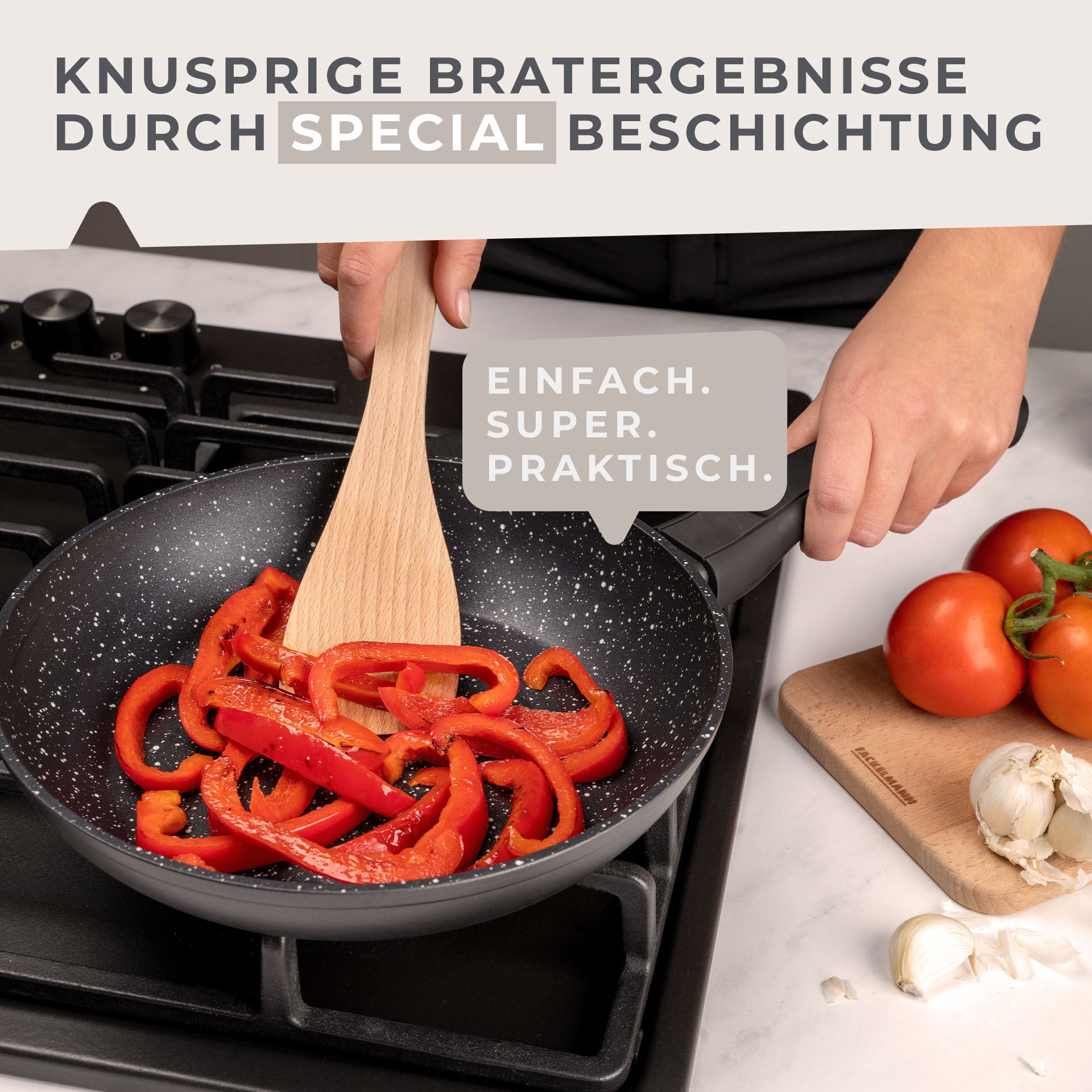 Stekepanne non-stick Marble Ø24 cm aluminium med mat
