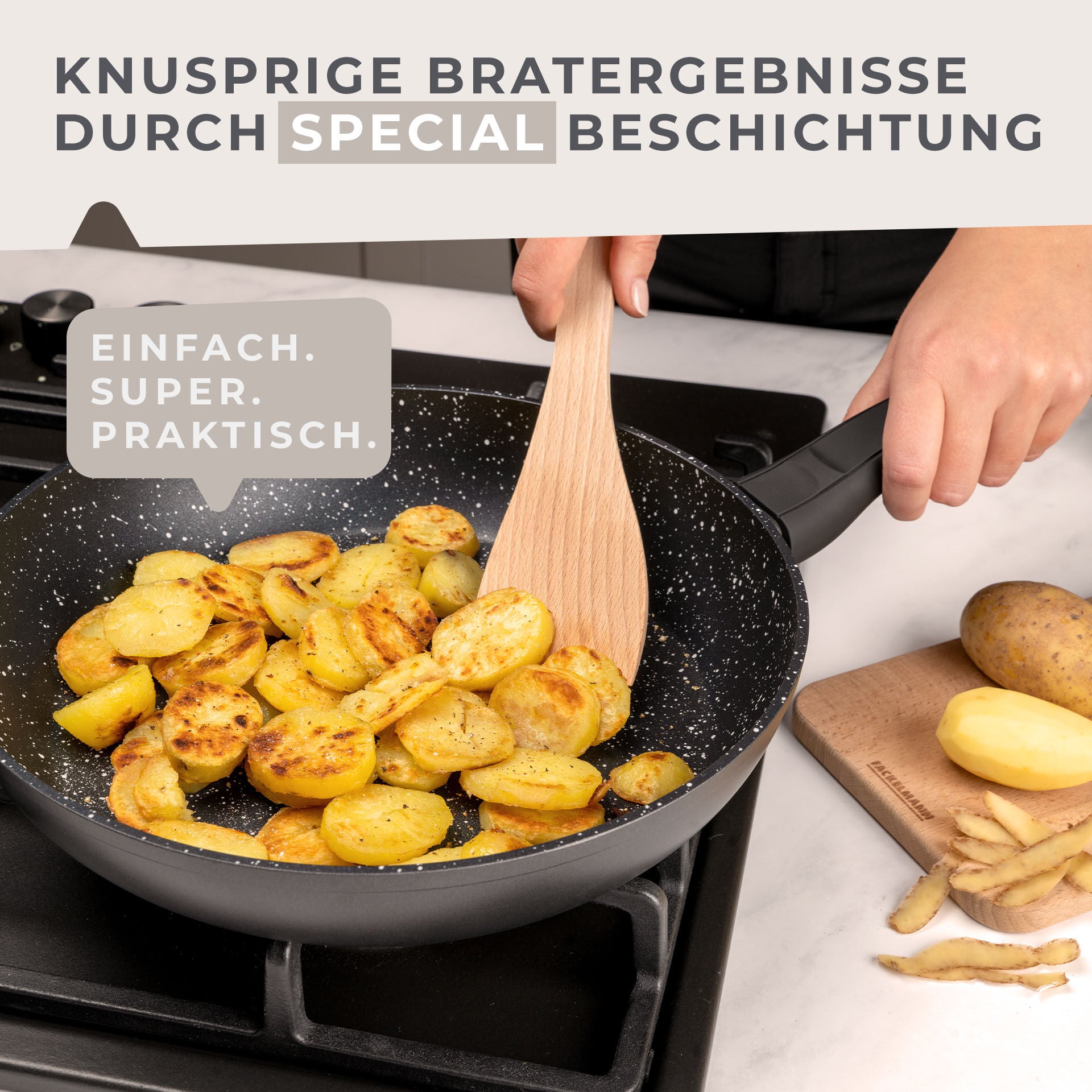 Nærbilde av marmor-mønster på Stekepanne non-stick Marble Ø28 cm aluminium - Fackelmann
