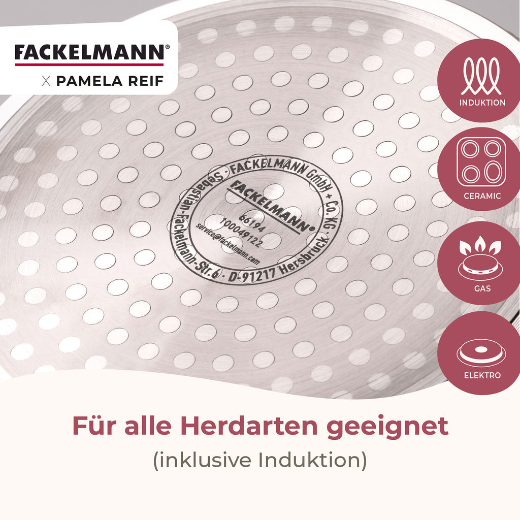 Nærbilde av rustfritt stål håndtak på Stekepanne Pamela Reif Signature Ø20 cm non-stick