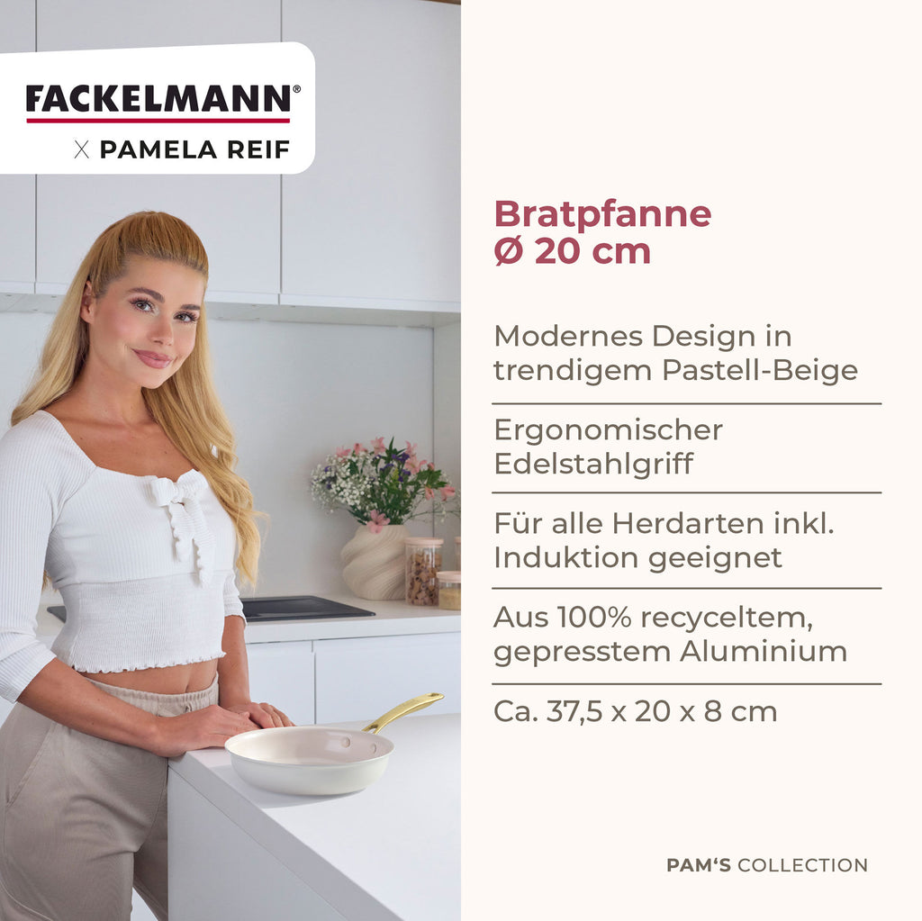 Stekepanne Pamela Reif Signature Ø20 cm non-stick montert på komfyr