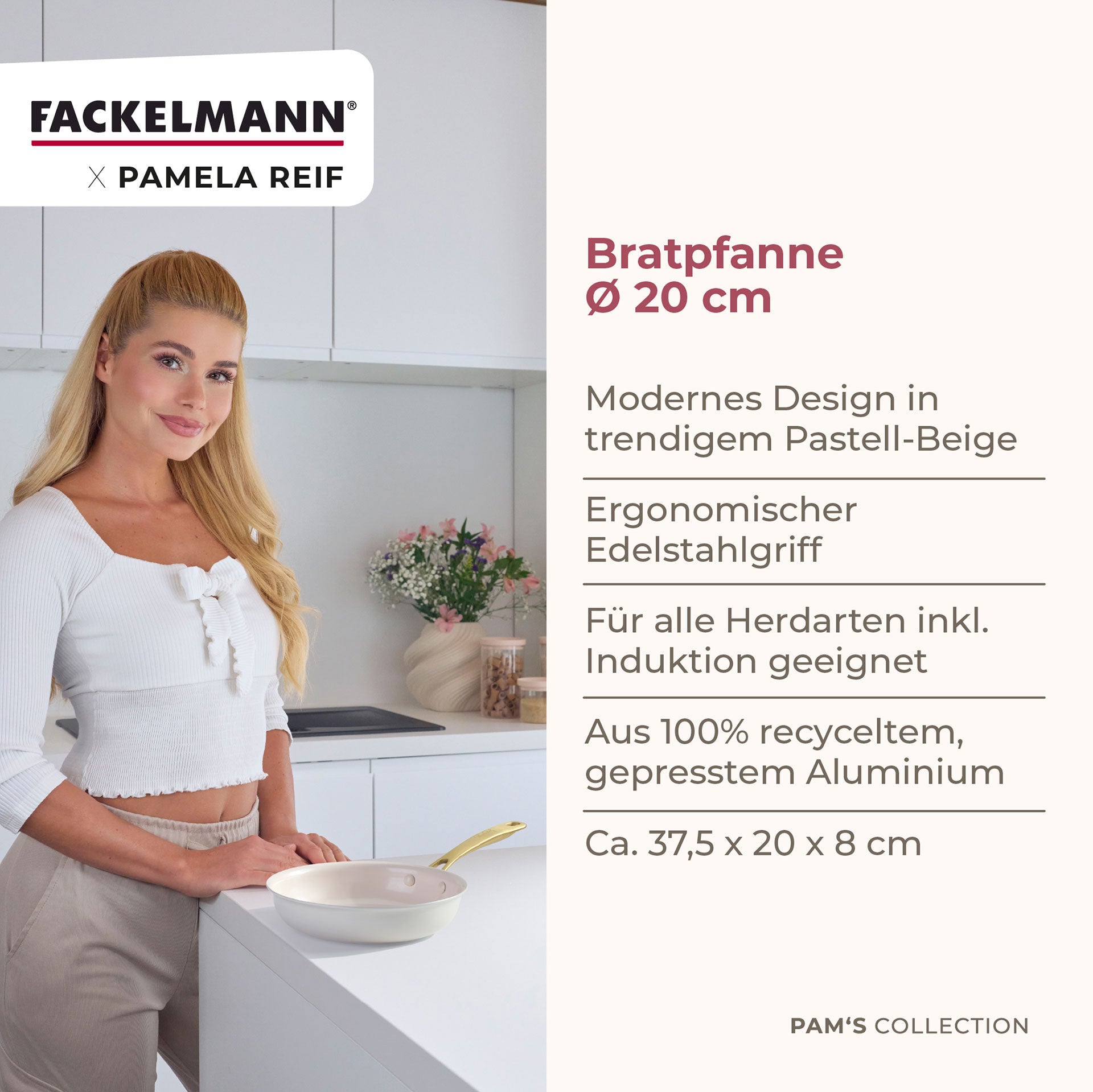 Stekepanne Pamela Reif Signature Ø20 cm non-stick montert på komfyr