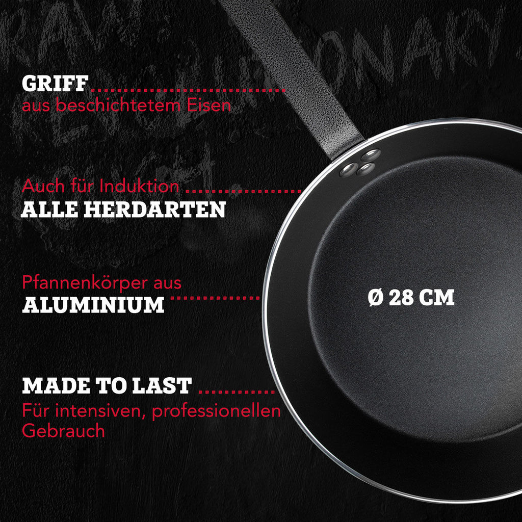 Stekepanne Resist Ø28 cm non-stick aluminium FMprofessional montert på komfyr