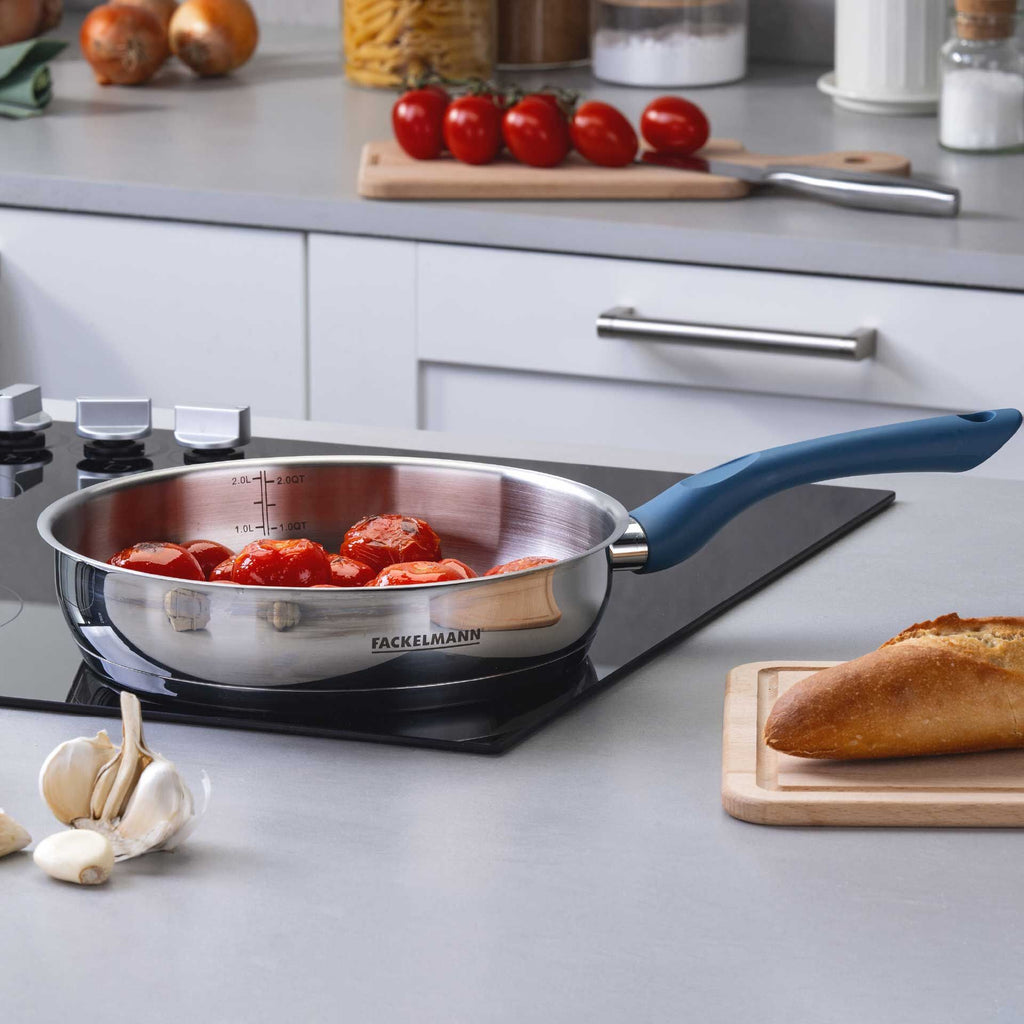 Stekepanne rustfritt stål Ø24 cm Essential blå - Fackelmann bakside