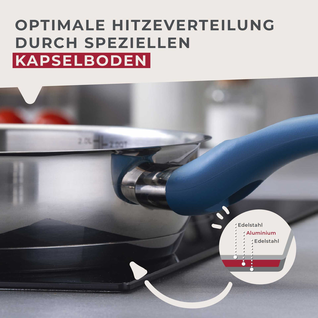 Kantdetalj på Stekepanne rustfritt stål Ø24 cm Essential blå - Fackelmann