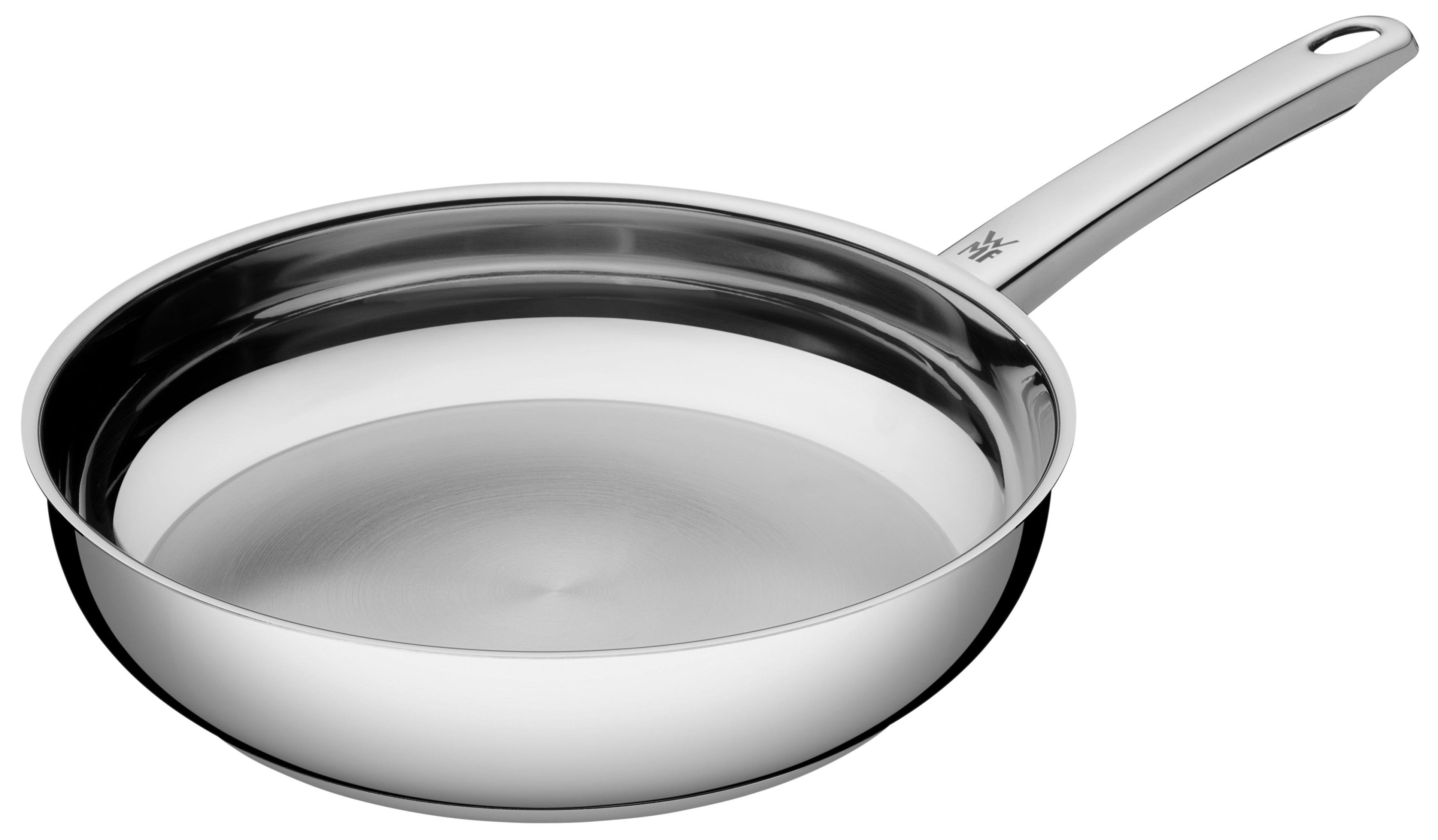 Nærbilde av overflate på Stekepanne rustfritt stål 28 cm med skaft induksjon