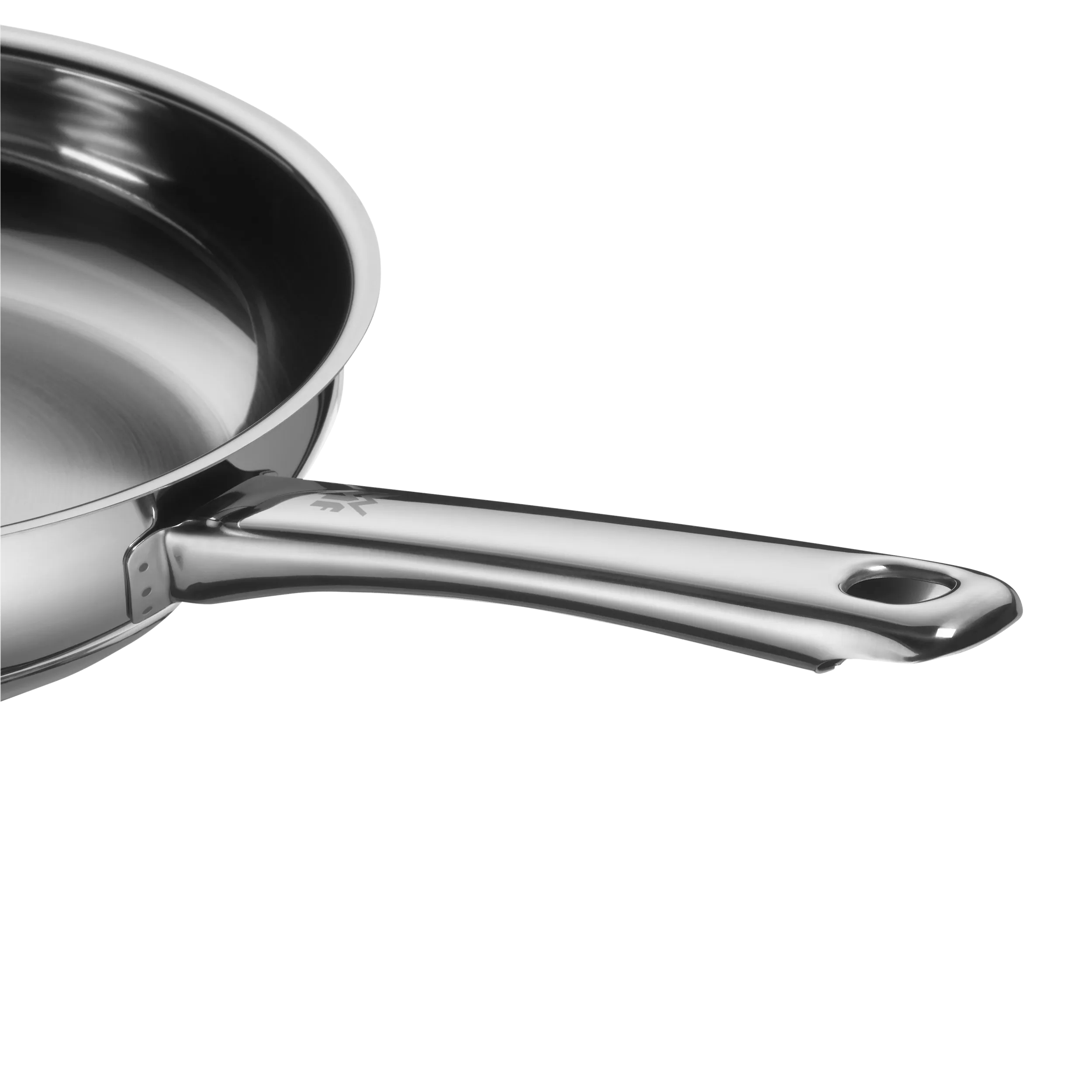 Stekepanne rustfritt stål 28 cm med skaft induksjon montert på komfyr