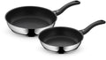 Stekepanne sett 2-delt rustfritt stål 24 og 28 cm non-stick forfra