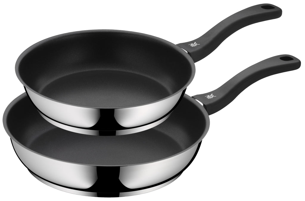 Stekepanne sett 2-delt rustfritt stål 24 og 28 cm non-stick bakside