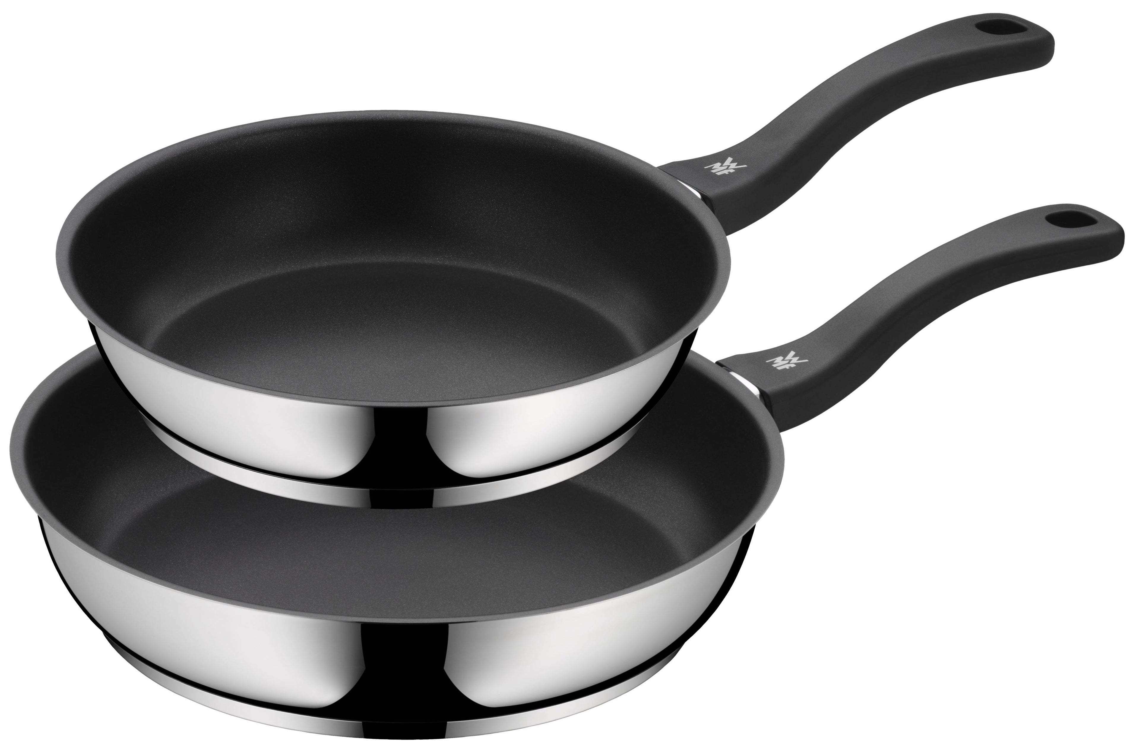 Stekepanne sett 2-delt rustfritt stål 24 og 28 cm non-stick bakside