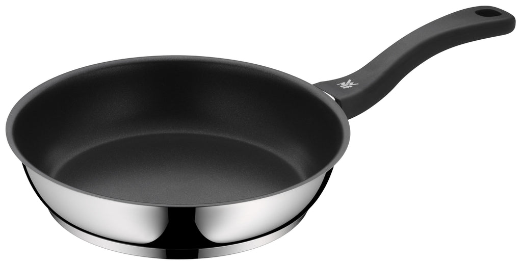 Stekepanne sett 2-delt rustfritt stål 24 og 28 cm non-stick detalj av håndtak