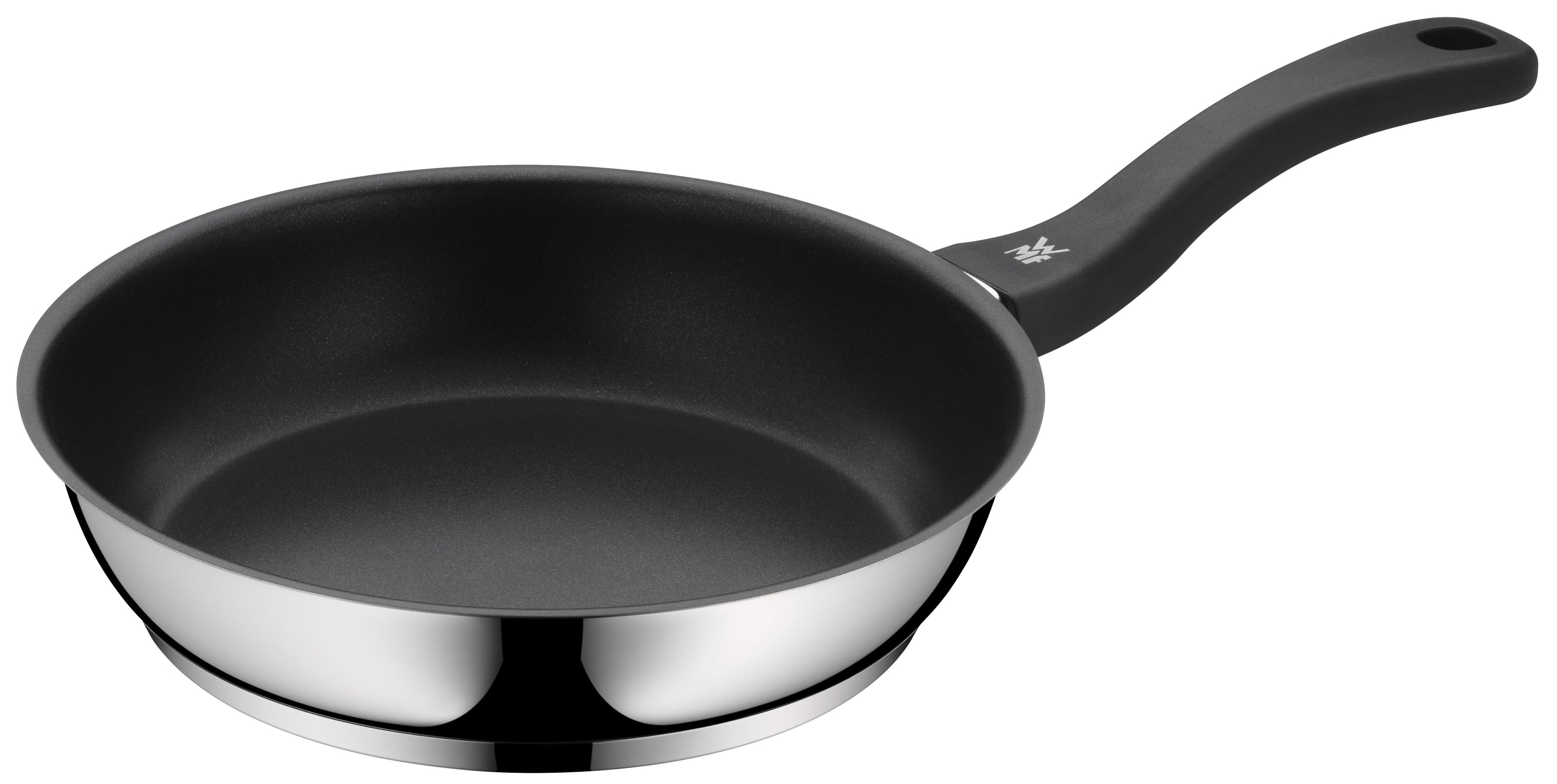 Stekepanne sett 2-delt rustfritt stål 24 og 28 cm non-stick detalj av håndtak