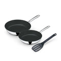 Stekepanne sett 3-delt 24 og 28 cm med stekespade non-stick forfra